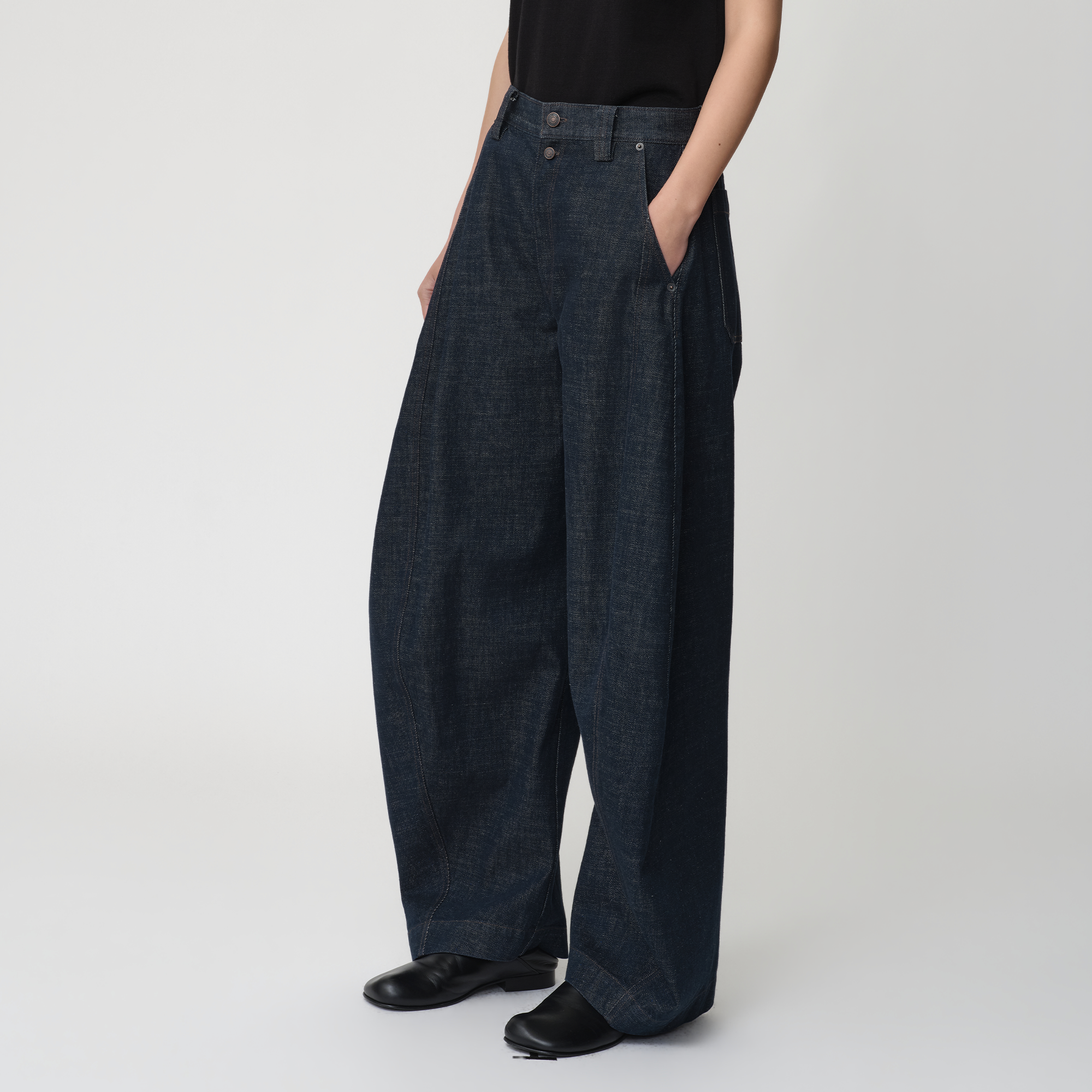 OPICLOTH Classic Indigo Curved-Leg Jeans-Jeans-XS-Free Shipping Leatheretro