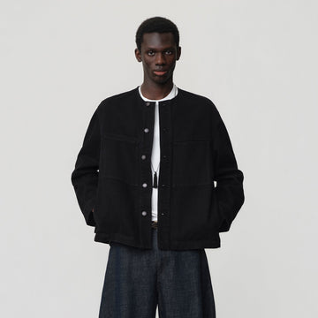 OPICLOTH Collarless Curve-Sleeve Jacket-Jacket-XS-Free Shipping Leatheretro
