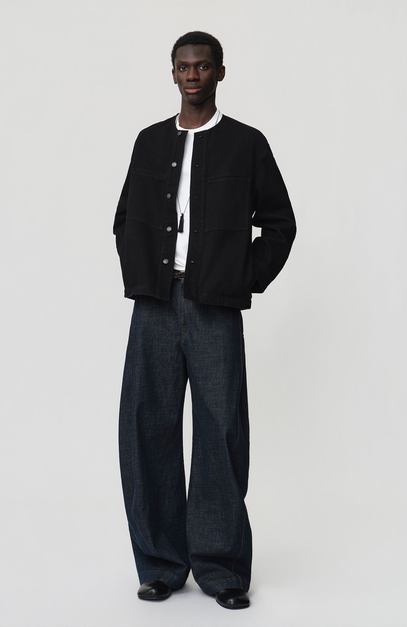 OPICLOTH Collarless Curve-Sleeve Jacket-Jacket-XS-Free Shipping Leatheretro
