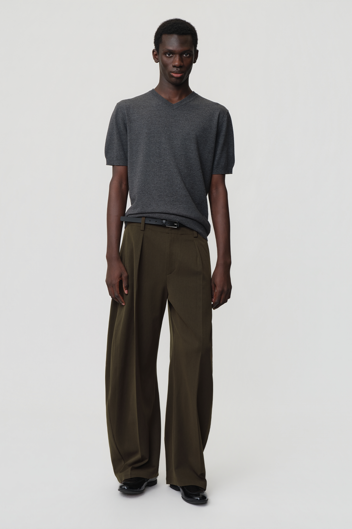 OPICLOTH Wool-Blend Double-Pleated Curved Trousers-Pants-XS-Free Shipping Leatheretro