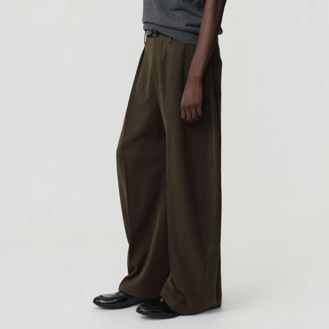 OPICLOTH Wool-Blend Double-Pleated Curved Trousers-Pants-XS-Free Shipping Leatheretro