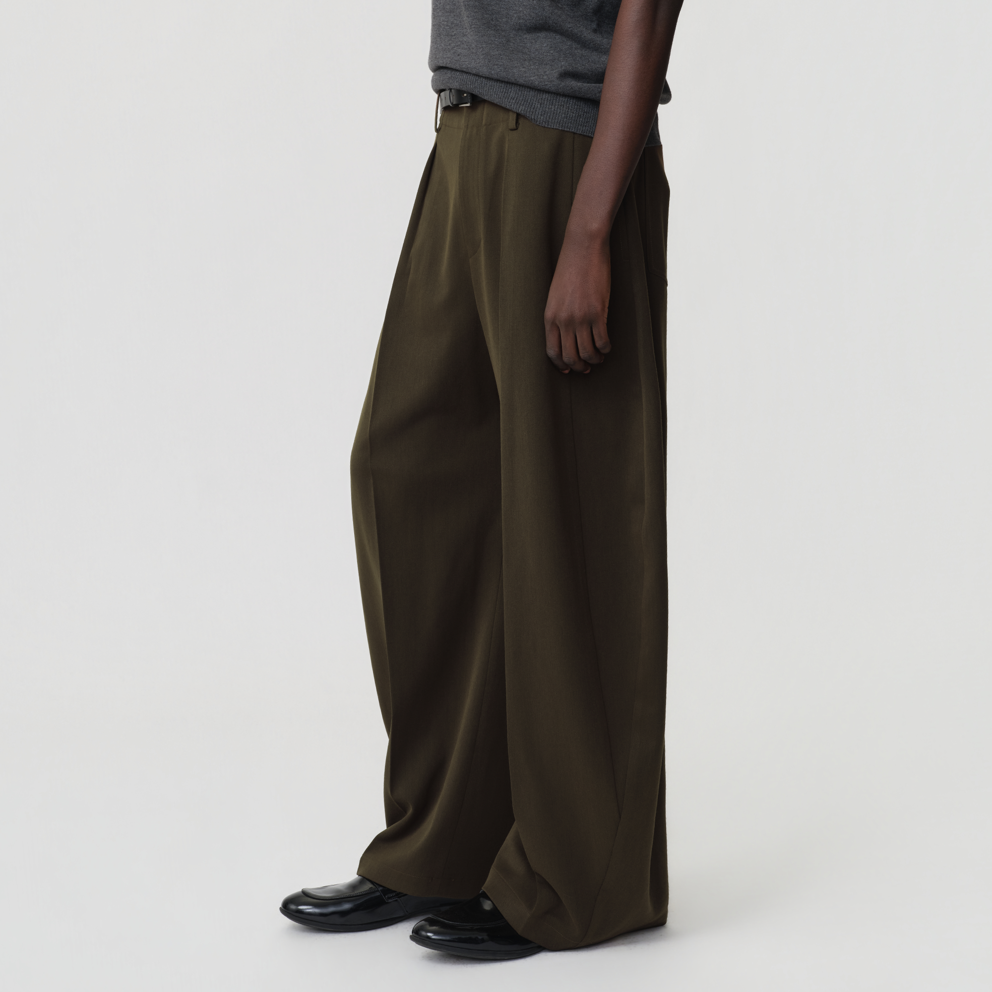 OPICLOTH Wool-Blend Double-Pleated Curved Trousers-Pants-XS-Free Shipping Leatheretro
