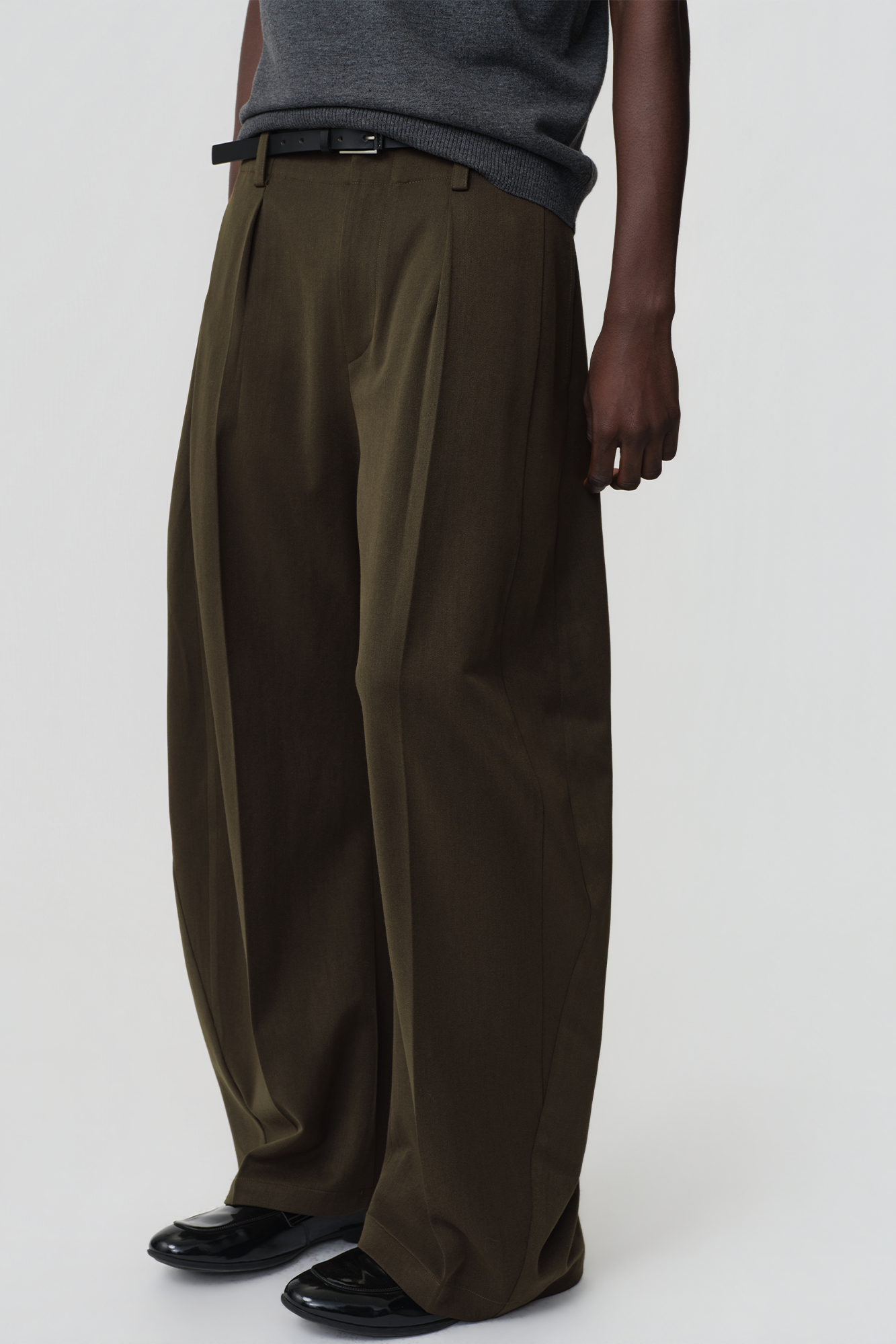 OPICLOTH Wool-Blend Double-Pleated Curved Trousers-Pants-XS-Free Shipping Leatheretro