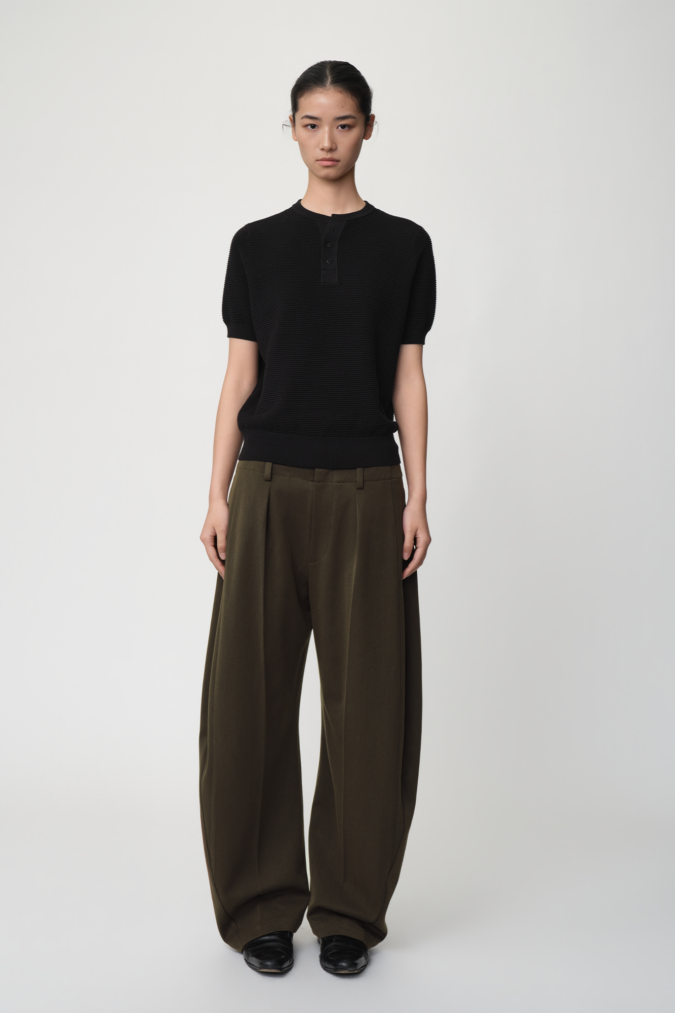 OPICLOTH Wool-Blend Double-Pleated Curved Trousers-Pants-XS-Free Shipping Leatheretro