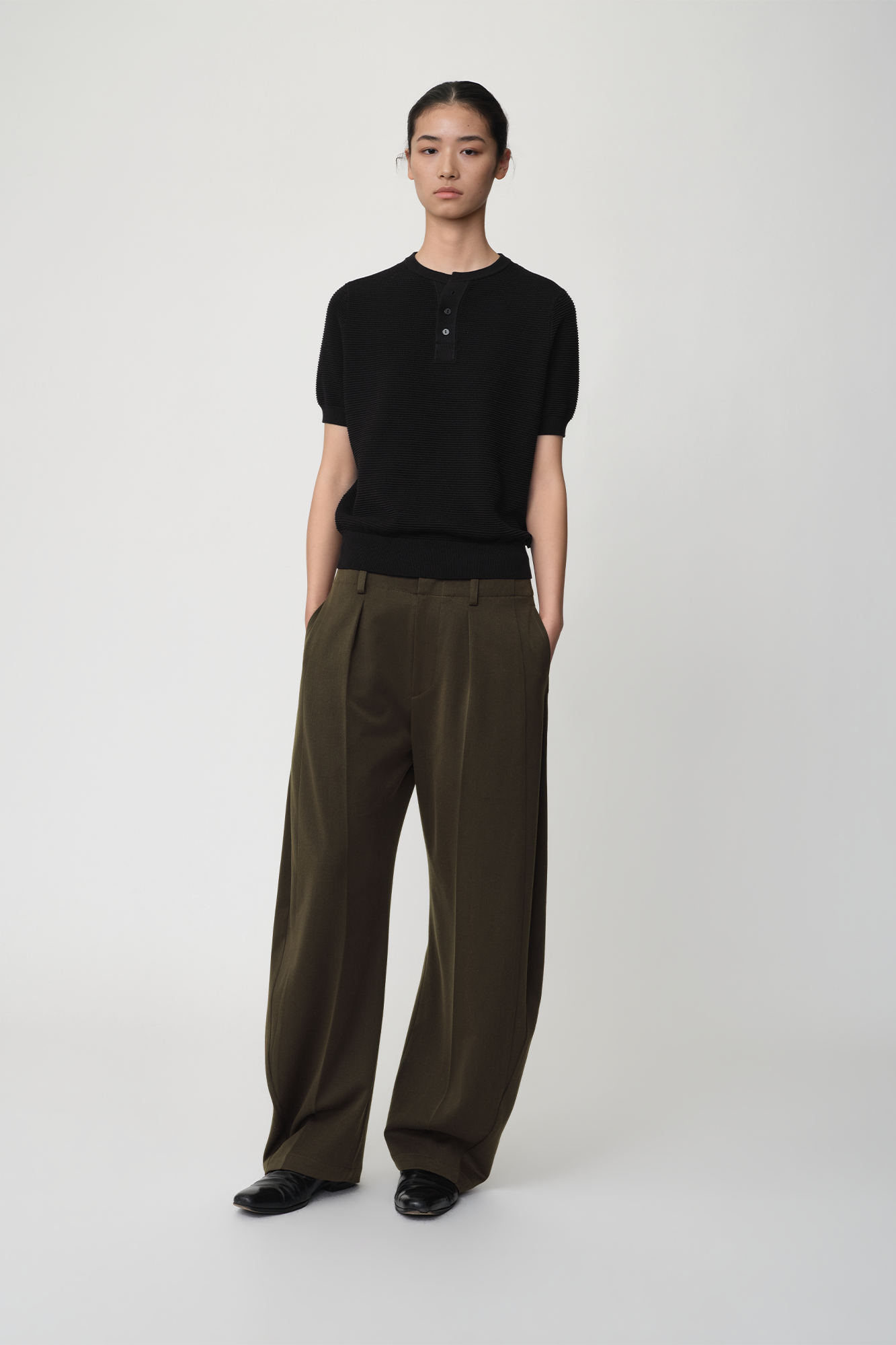 OPICLOTH Wool-Blend Double-Pleated Curved Trousers-Pants-XS-Free Shipping Leatheretro