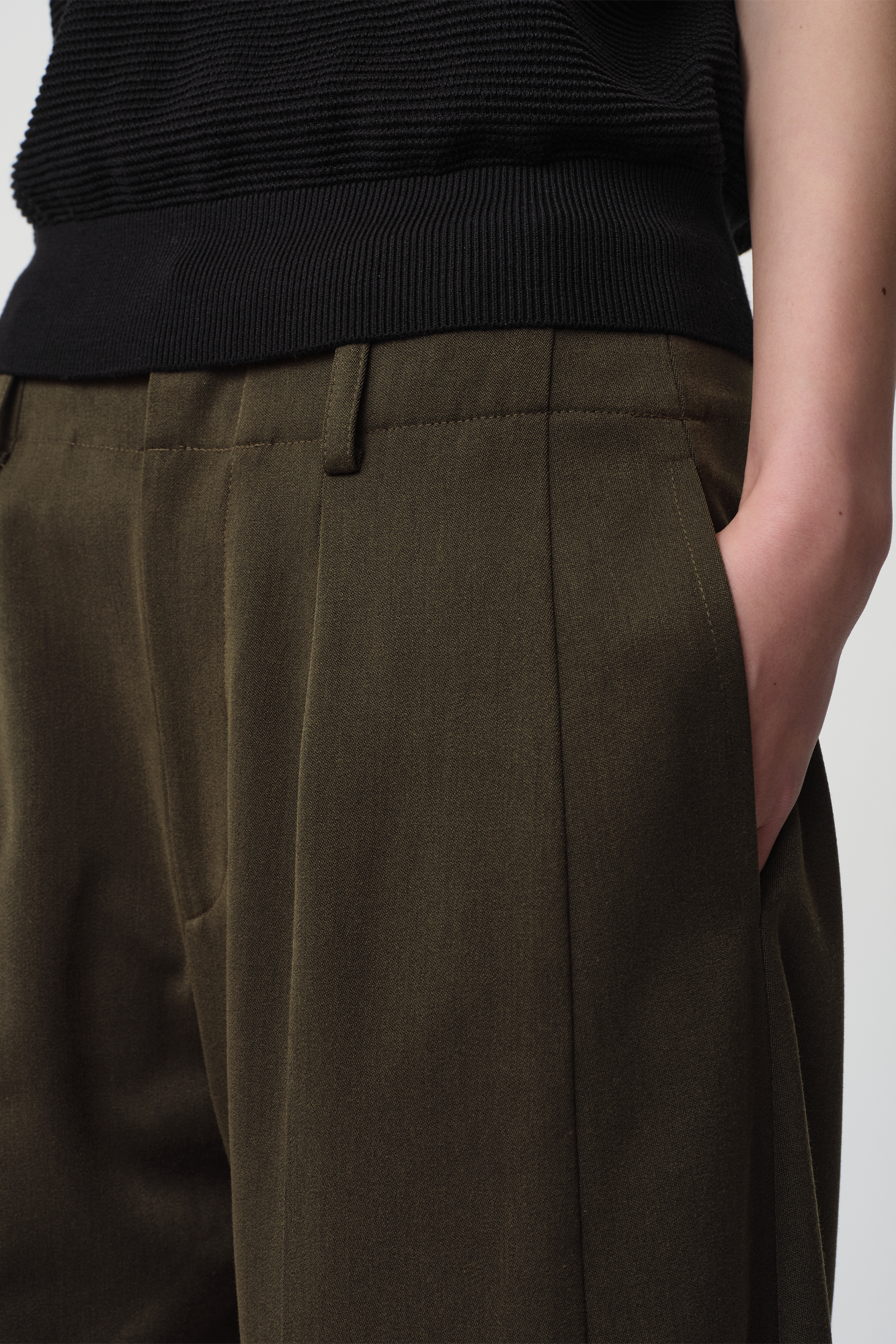 OPICLOTH Wool-Blend Double-Pleated Curved Trousers-Pants-XS-Free Shipping Leatheretro