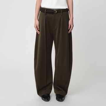 OPICLOTH Wool-Blend Double-Pleated Curved Trousers-Pants-XS-Free Shipping Leatheretro