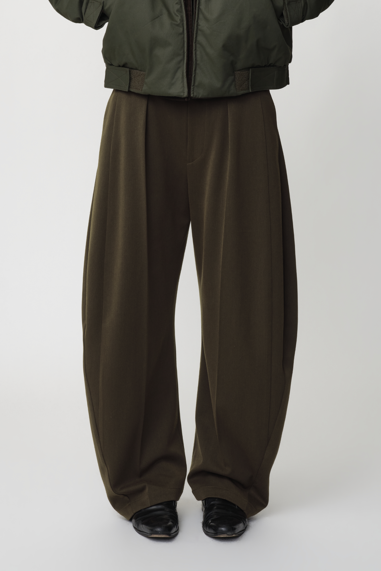 OPICLOTH Wool-Blend Double-Pleated Curved Trousers-Pants-XS-Free Shipping Leatheretro