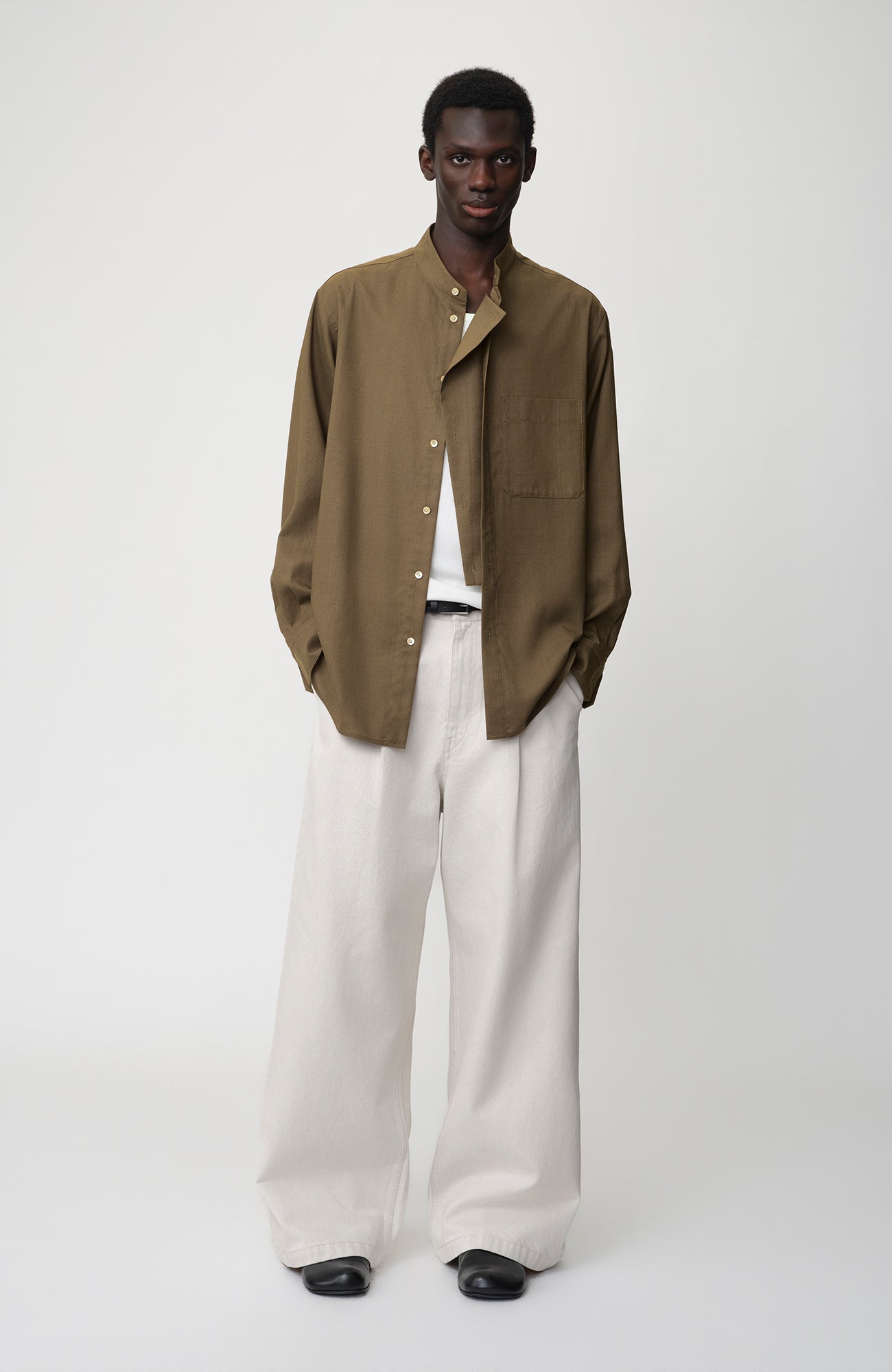 OPICLOTH Layered-Placket Stand-Collar Shirt-Shirt-XS-Free Shipping Leatheretro