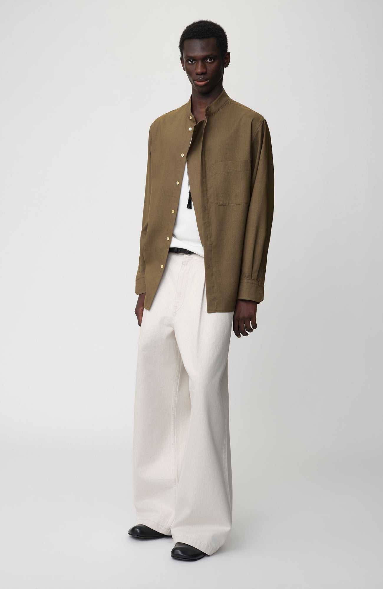 OPICLOTH Layered-Placket Stand-Collar Shirt-Shirt-XS-Free Shipping Leatheretro