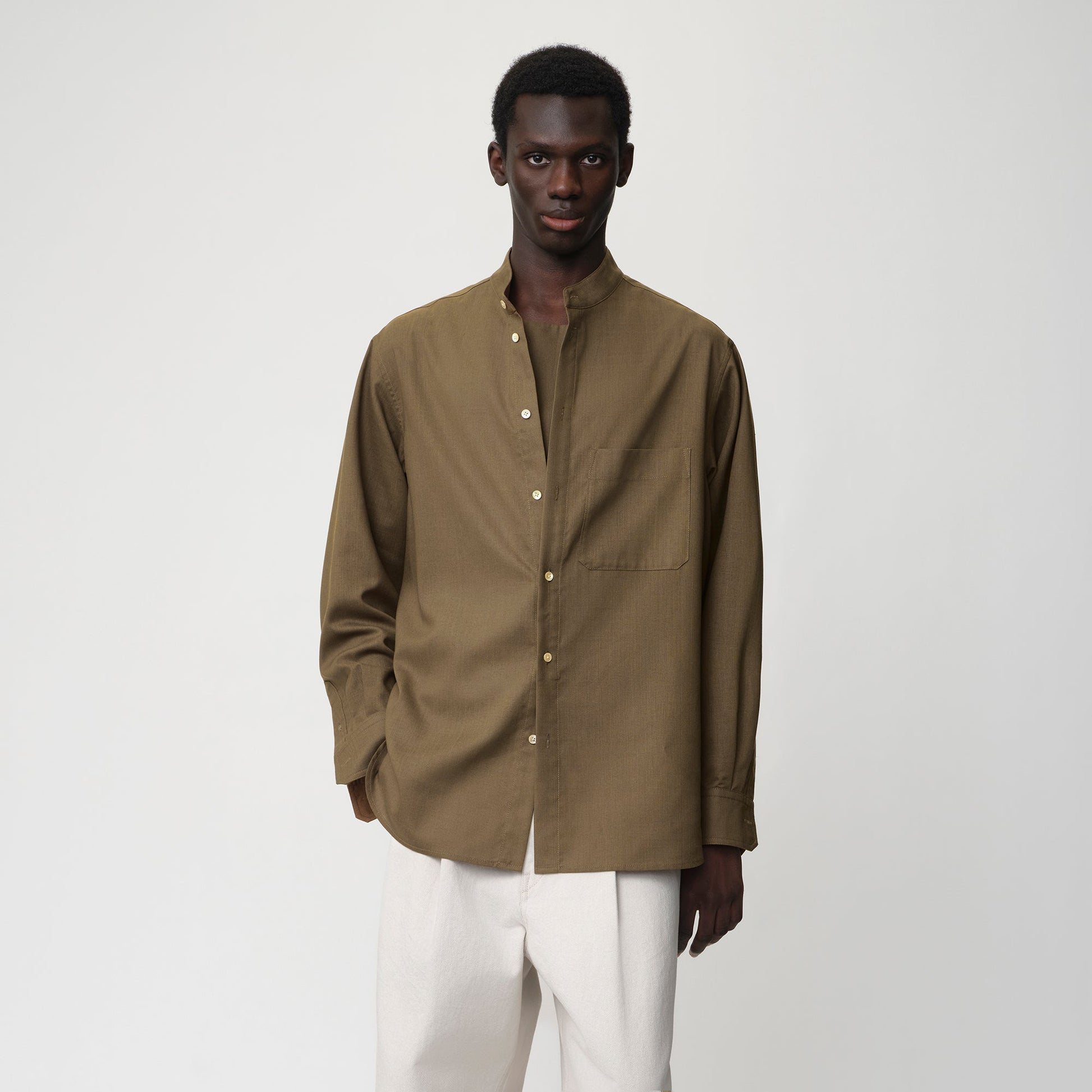 OPICLOTH Layered-Placket Stand-Collar Shirt-Shirt-XS-Free Shipping Leatheretro