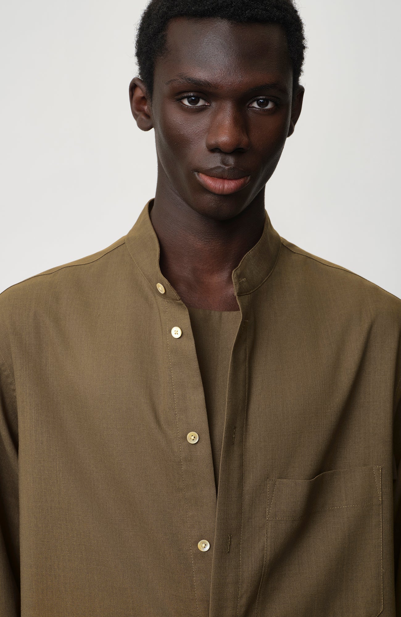 OPICLOTH Layered-Placket Stand-Collar Shirt-Shirt-XS-Free Shipping Leatheretro