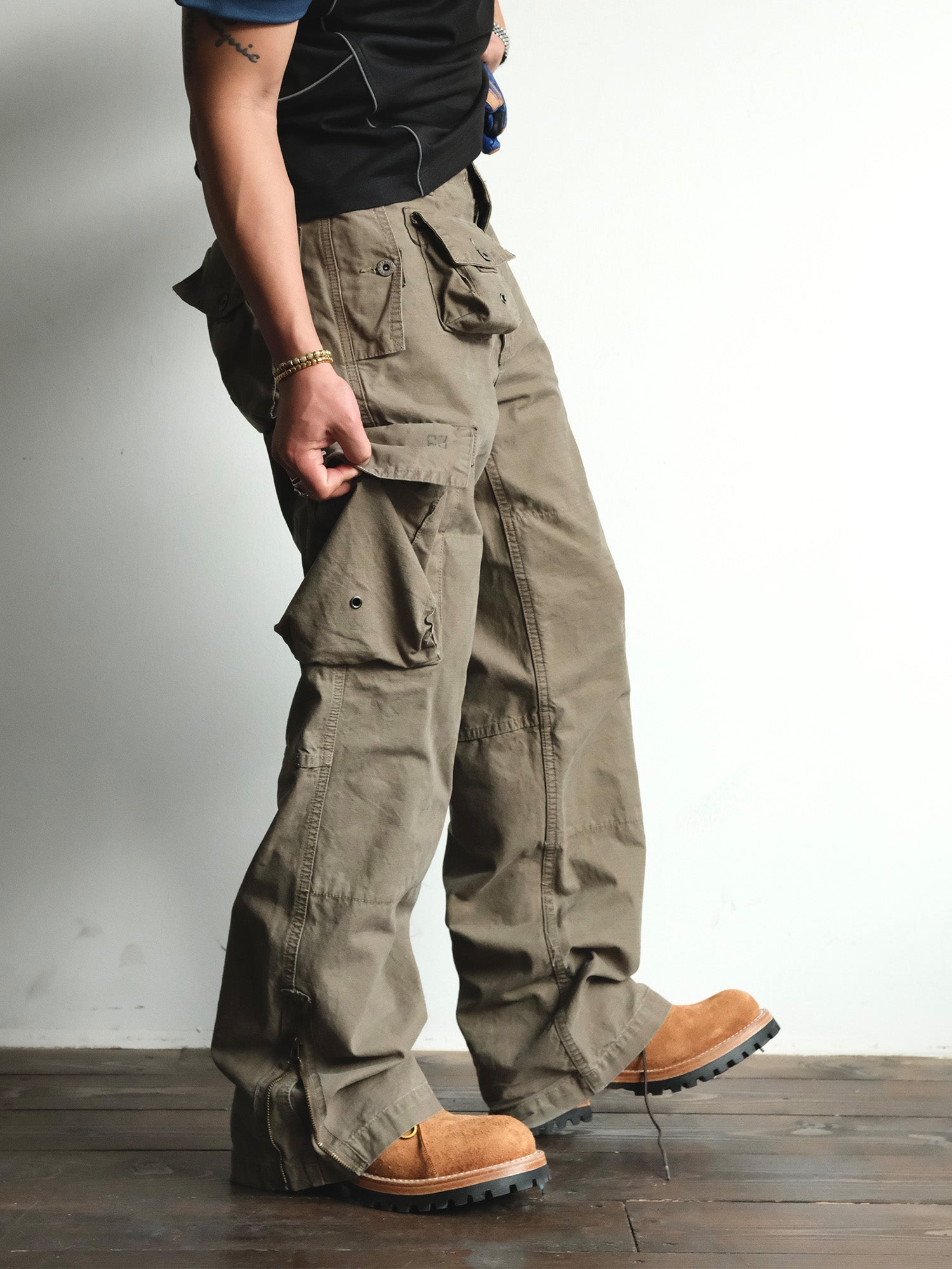 NEIGBORL Washed Distressed Multi-Pocket Cargo Pants-Pants-S-Black-Free Shipping Leatheretro
