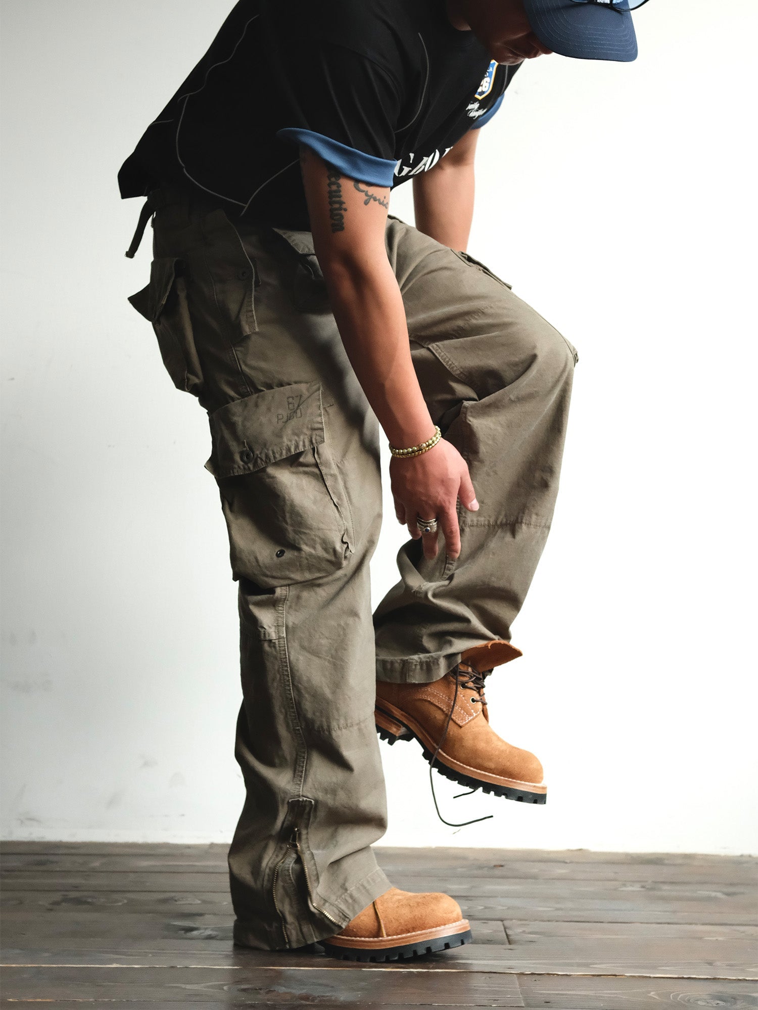 NEIGBORL Washed Distressed Multi-Pocket Cargo Pants-Pants-S-Black-Free Shipping Leatheretro