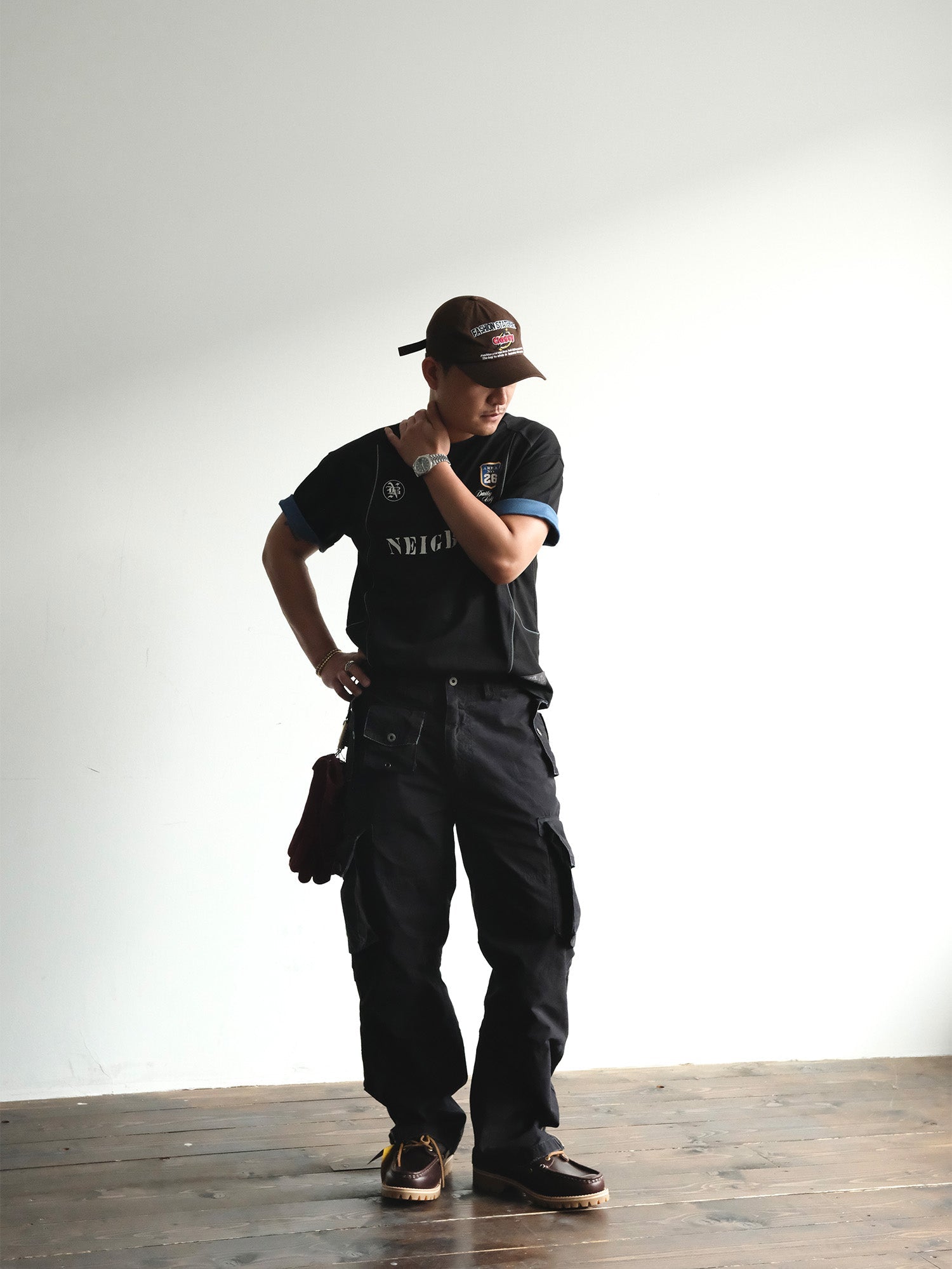 NEIGBORL Washed Distressed Multi-Pocket Cargo Pants-Pants-S-Black-Free Shipping Leatheretro