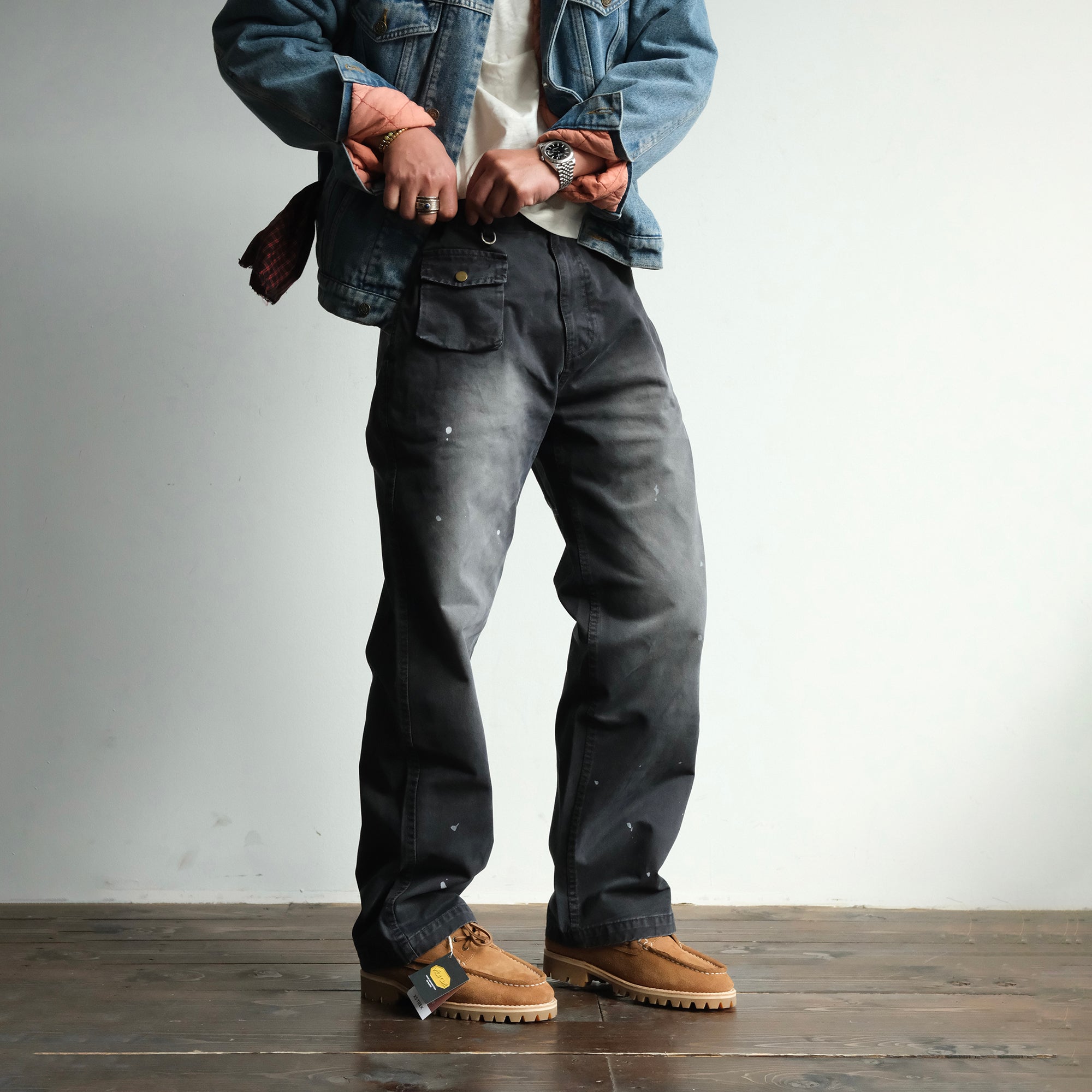 NEIGBORL Washed Paint Splatter Cargo Pants-Pants-S-Dark Gray-Free Shipping Leatheretro