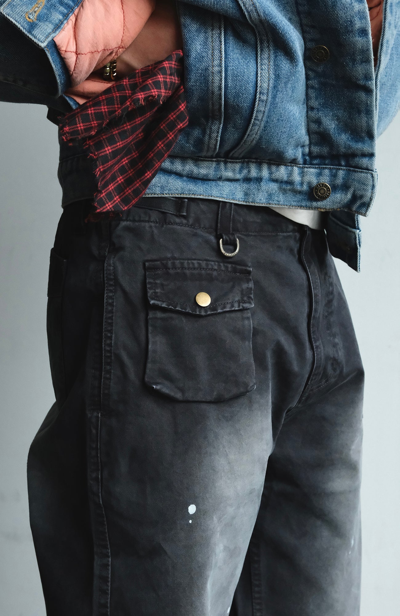 NEIGBORL Washed Paint Splatter Cargo Pants-Pants-S-Dark Gray-Free Shipping Leatheretro