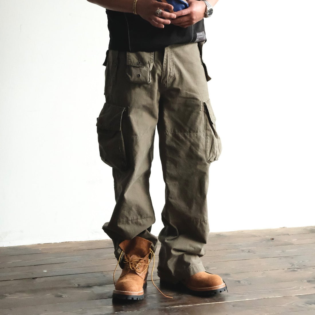 NEIGBORL Washed Distressed Multi-Pocket Cargo Pants-Pants-S-Black-Free Shipping Leatheretro