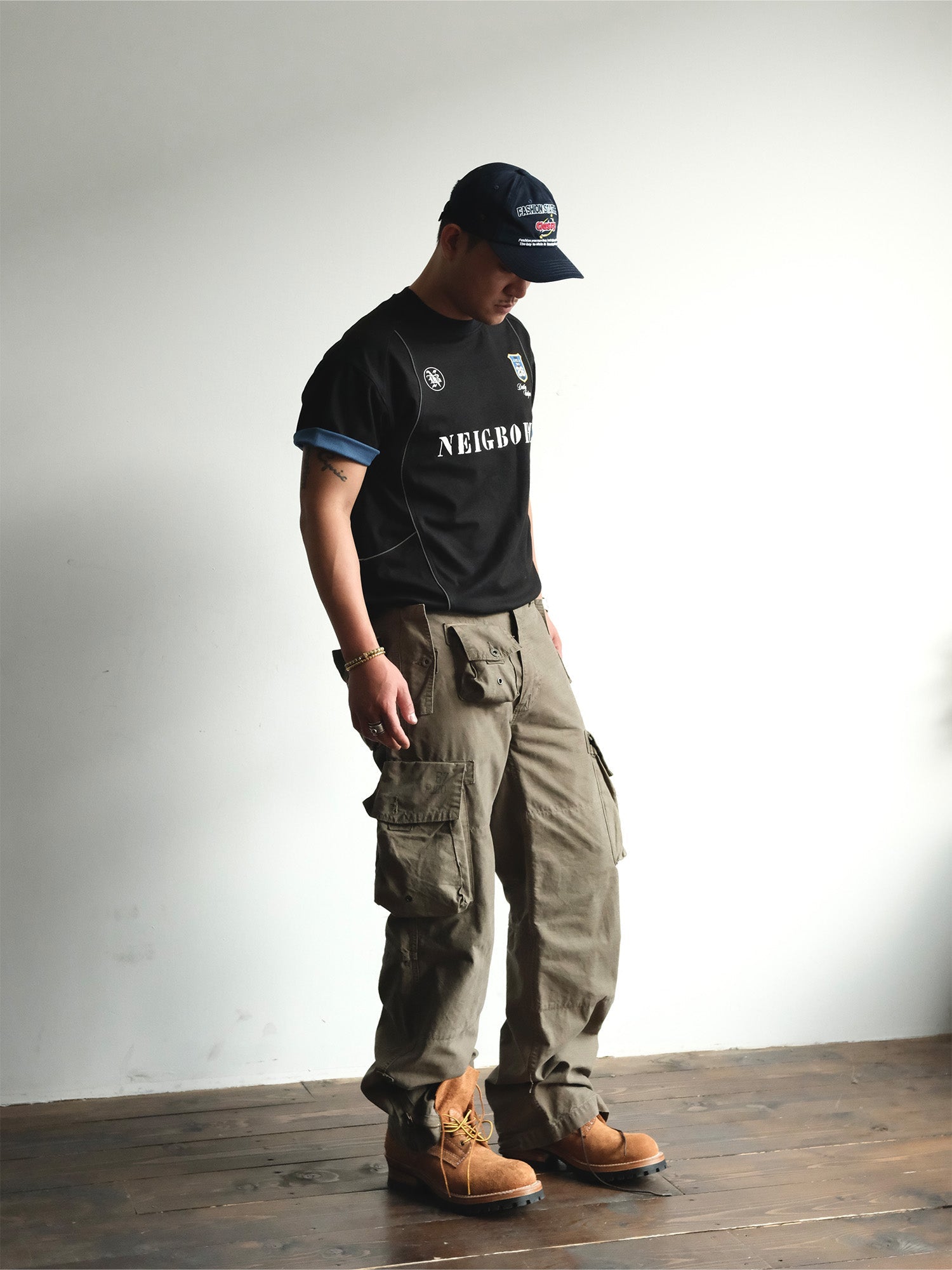 NEIGBORL Washed Distressed Multi-Pocket Cargo Pants-Pants-S-Black-Free Shipping Leatheretro