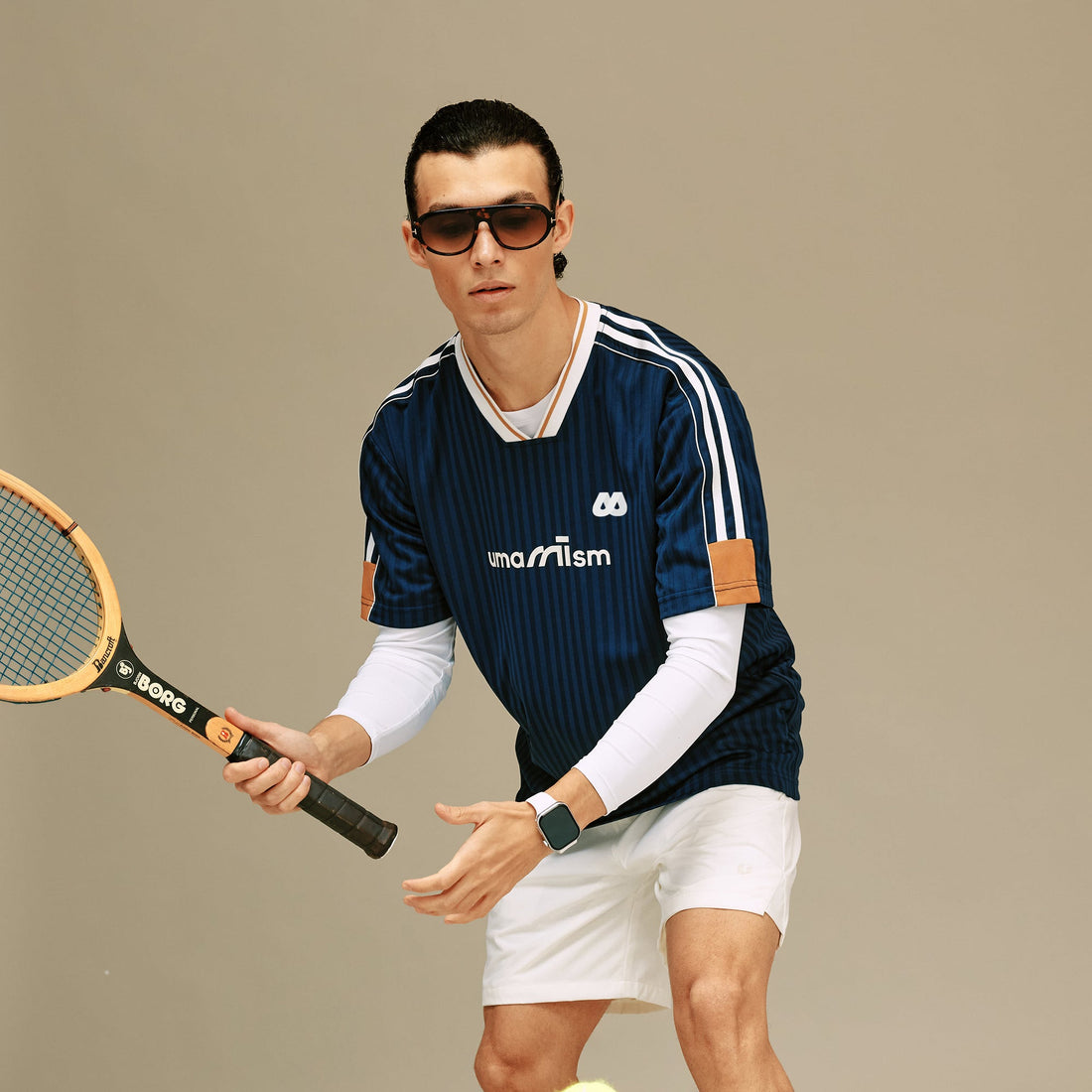 UMAMIISM Jacquard Stripe V-Neck Jersey Tee-T Shirt-XS-Free Shipping Leatheretro