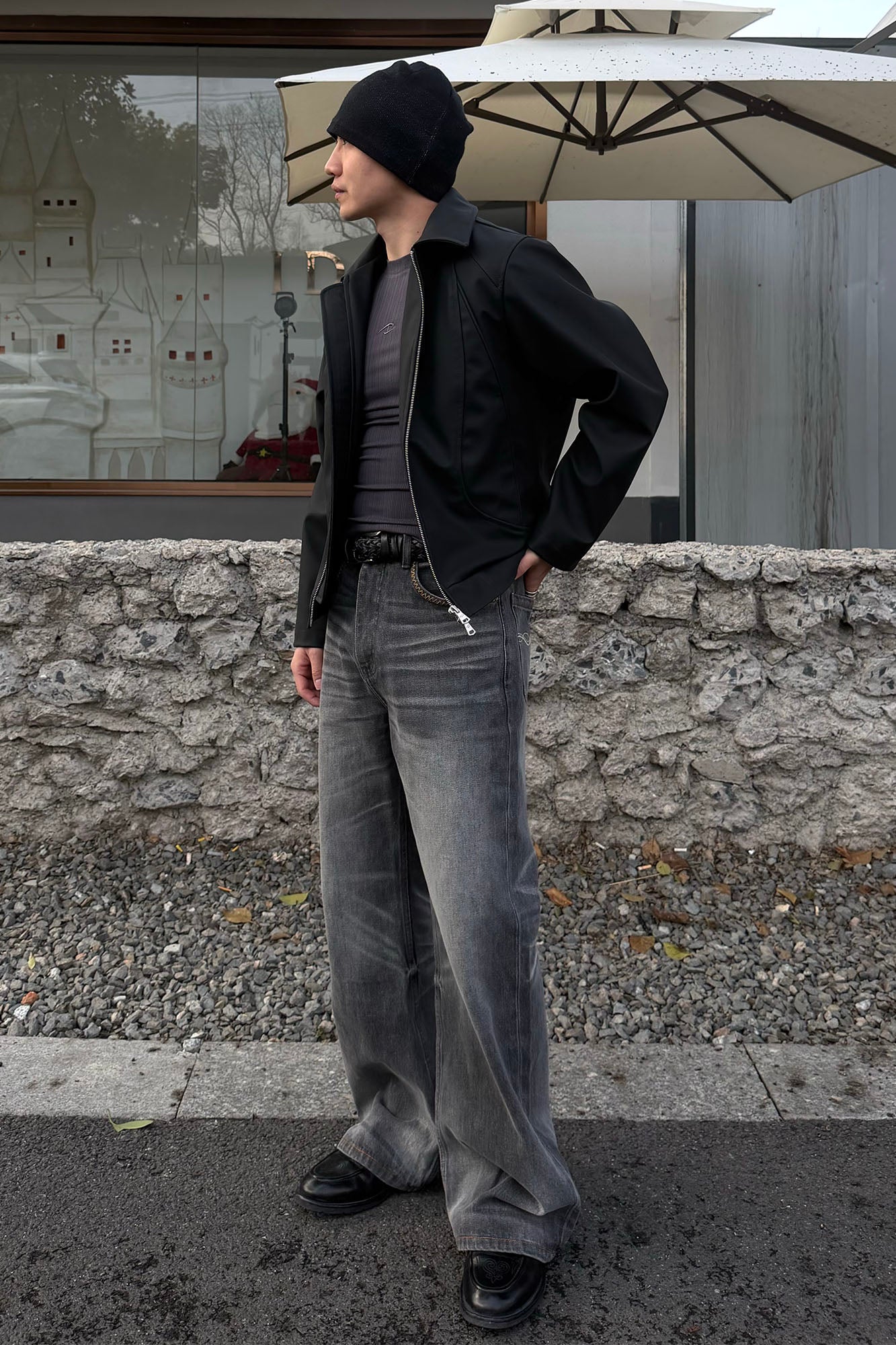 CATSSTAC Classic Whiskering Washed Jeans-Jeans-M-Gray-Free Shipping Leatheretro