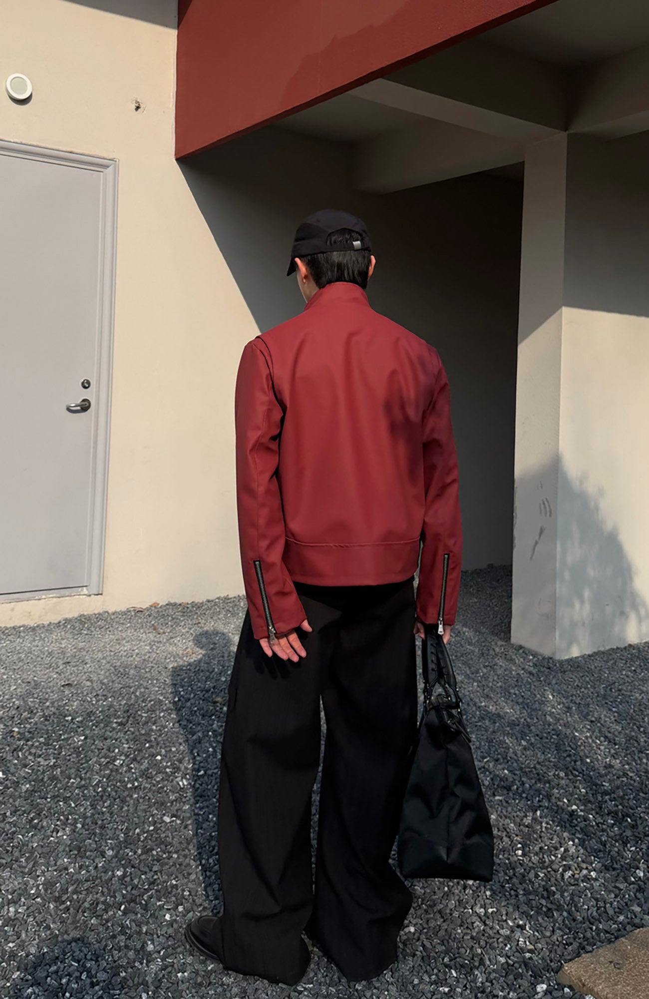 CATSSTAC Harrington PU Jacket-Jacket-M-Red-Free Shipping Leatheretro