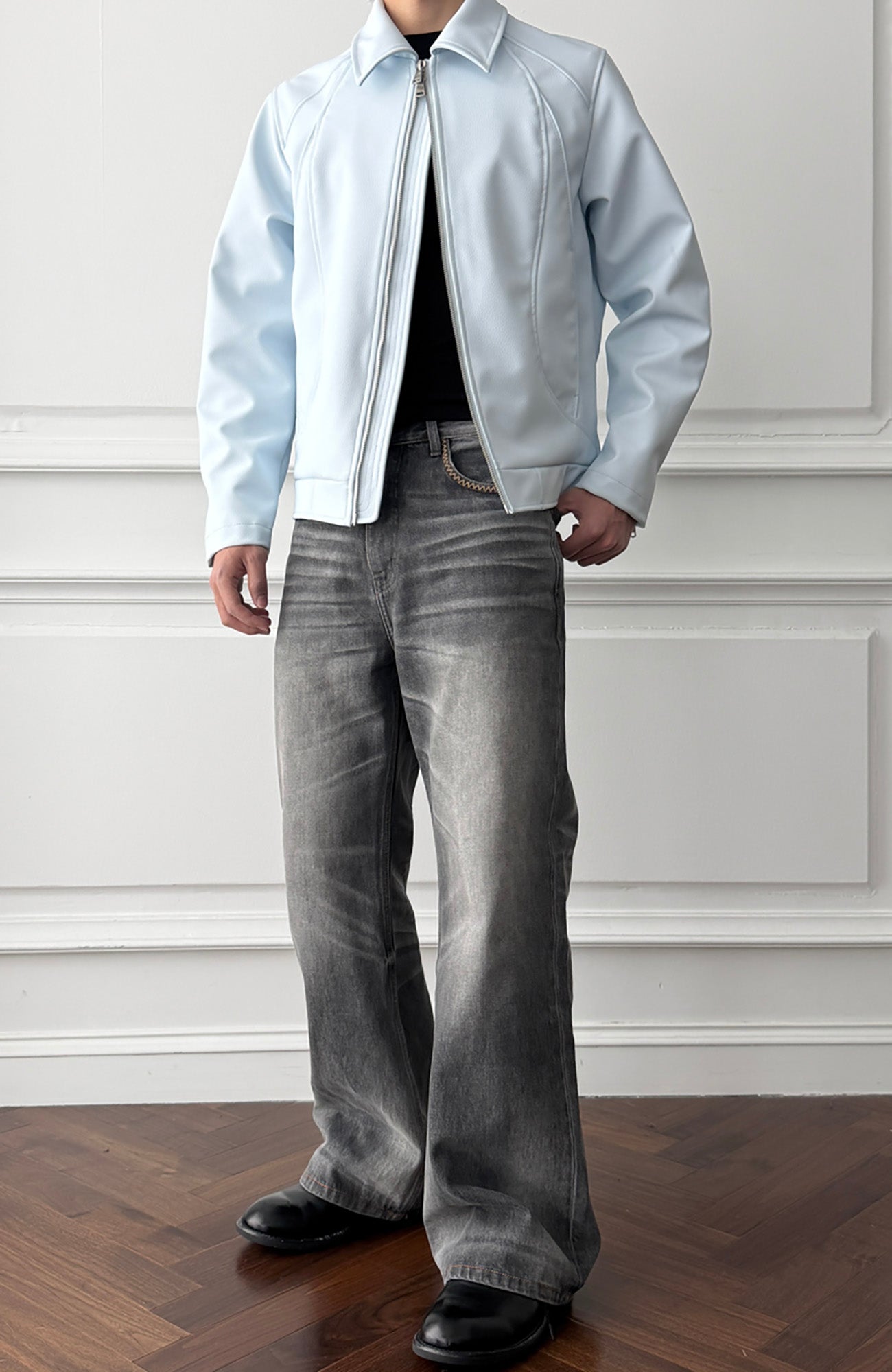 CATSSTAC Knightcore Pebbled Jacket-Jacket-M-Blue-Free Shipping Leatheretro