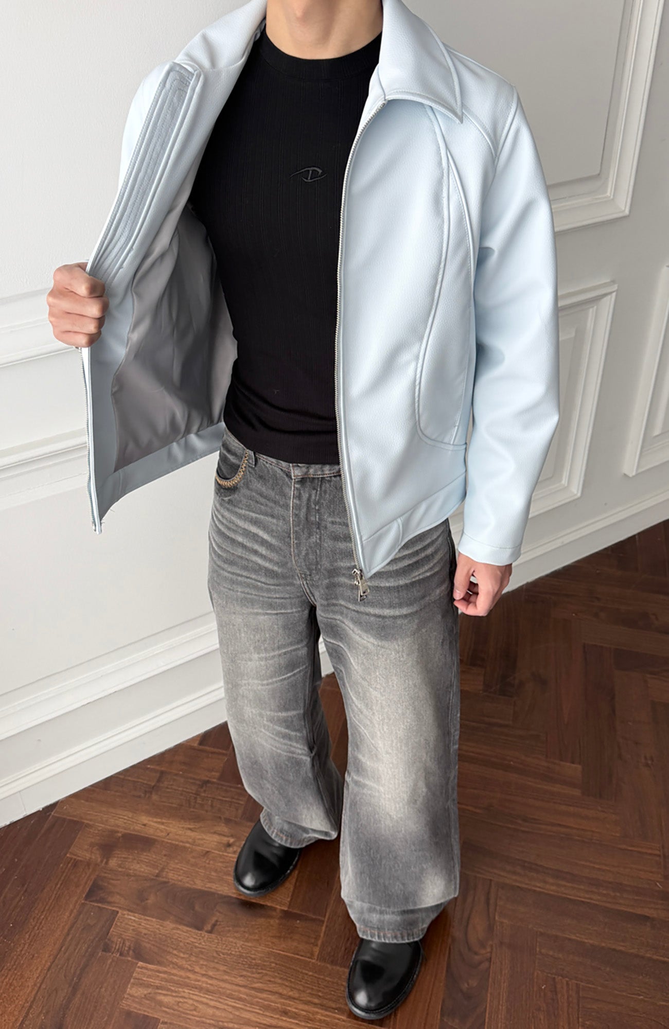CATSSTAC Knightcore Pebbled Jacket-Jacket-M-Blue-Free Shipping Leatheretro
