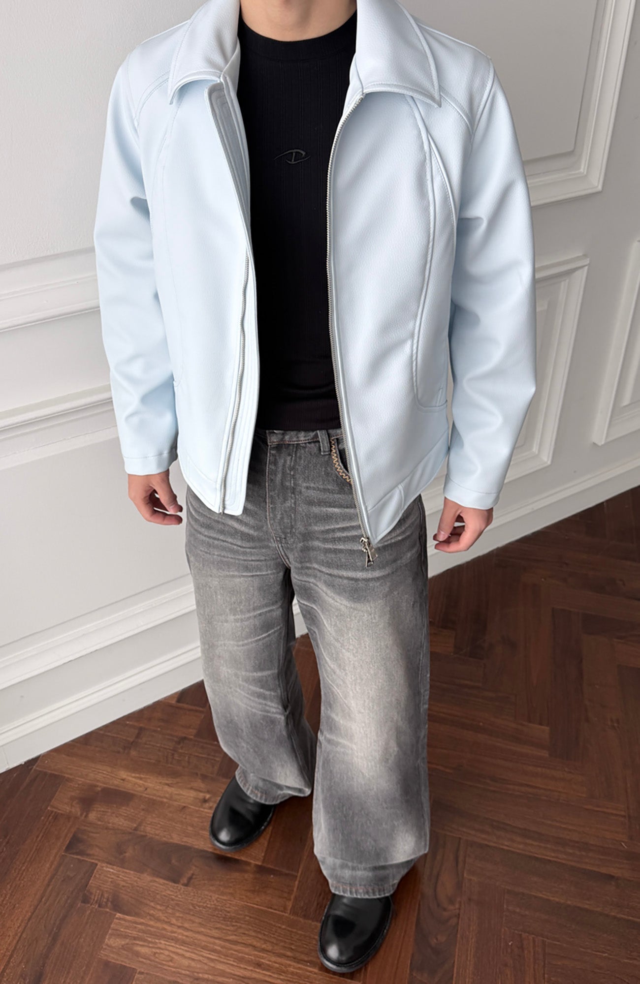 CATSSTAC Knightcore Pebbled Jacket-Jacket-M-Blue-Free Shipping Leatheretro