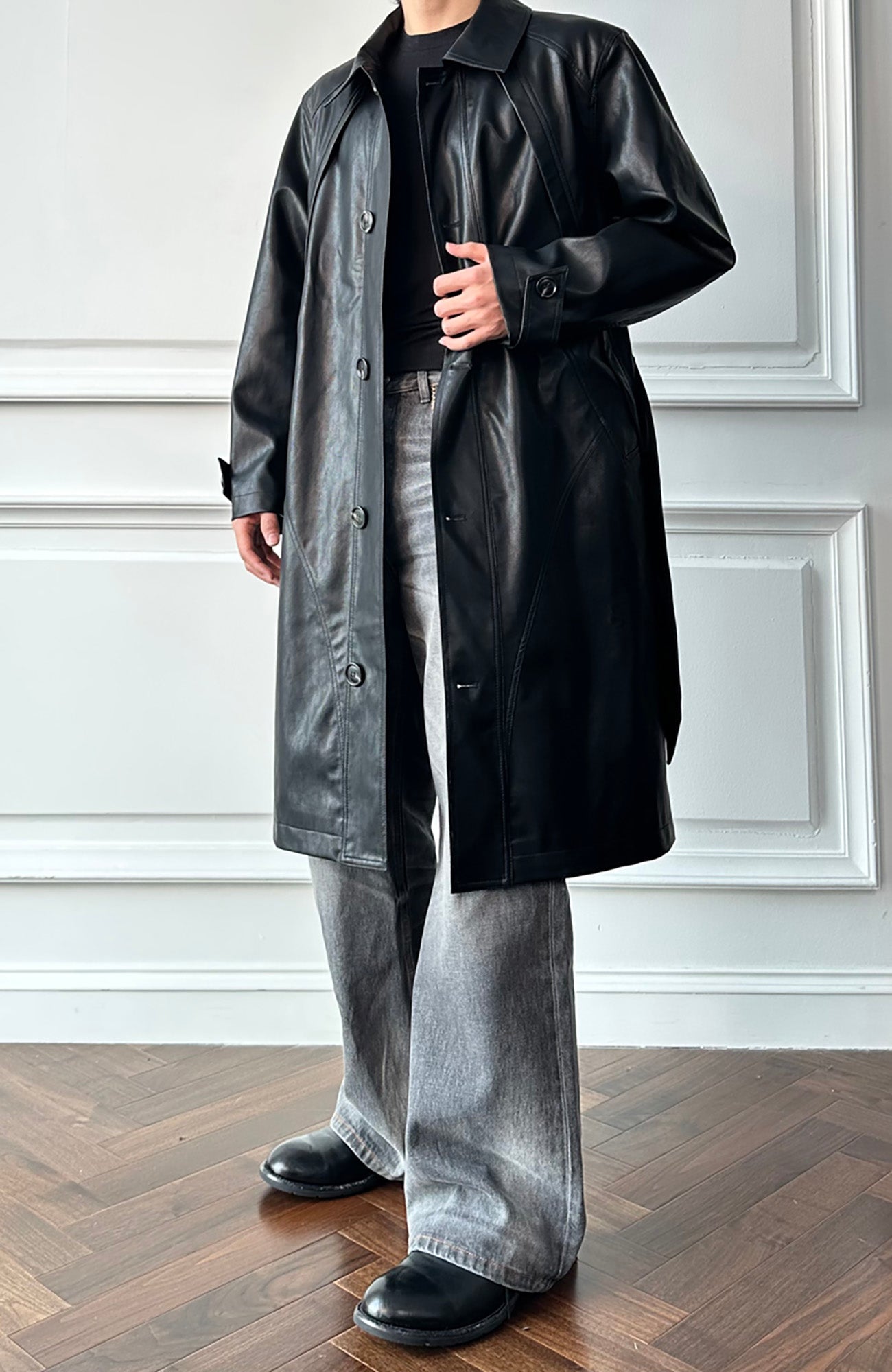 CATSSTAC Nightwalker PU Trench Coat-Jacket-M-Free Shipping Leatheretro