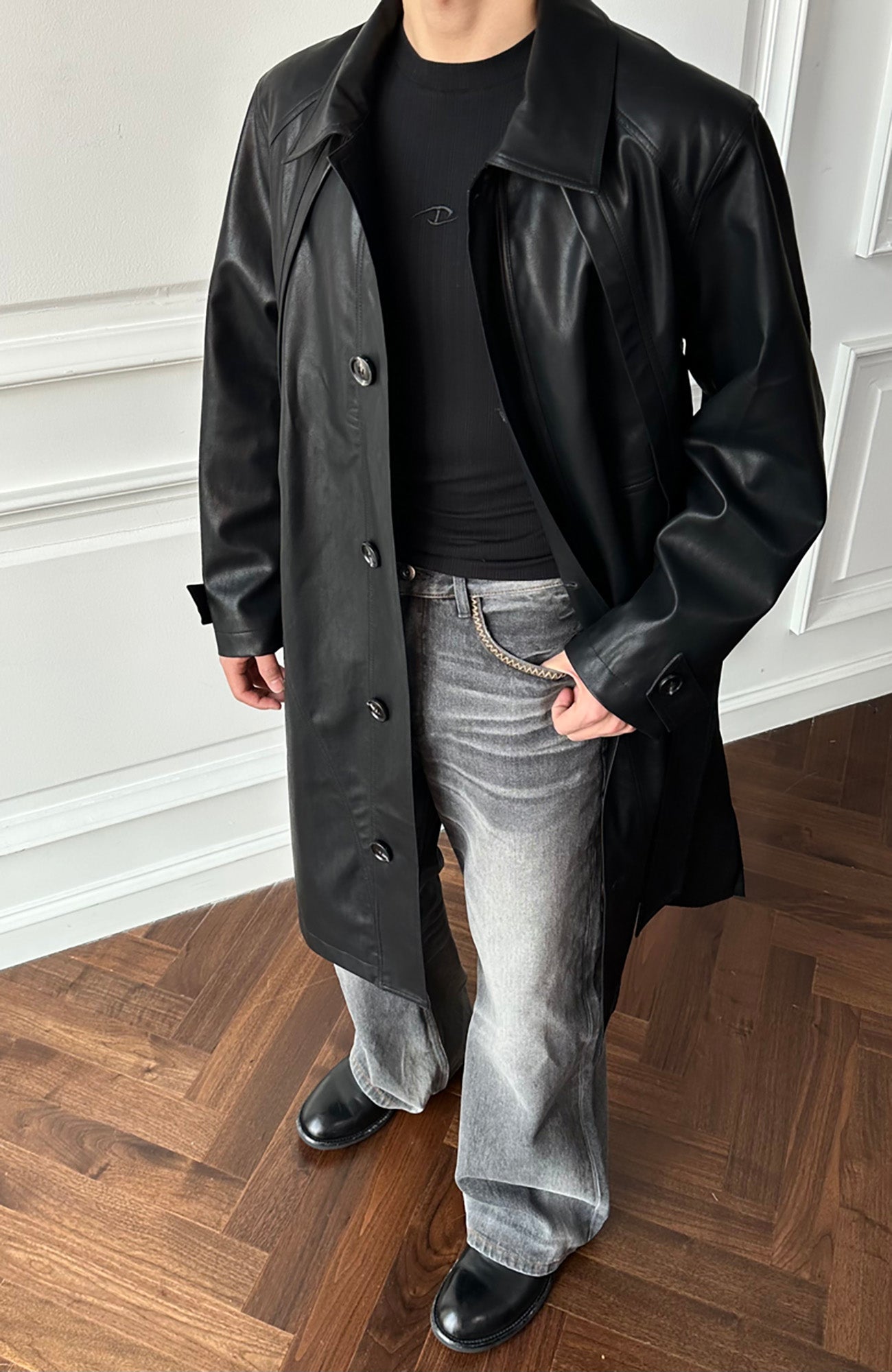 CATSSTAC Nightwalker PU Trench Coat-Jacket-M-Free Shipping Leatheretro
