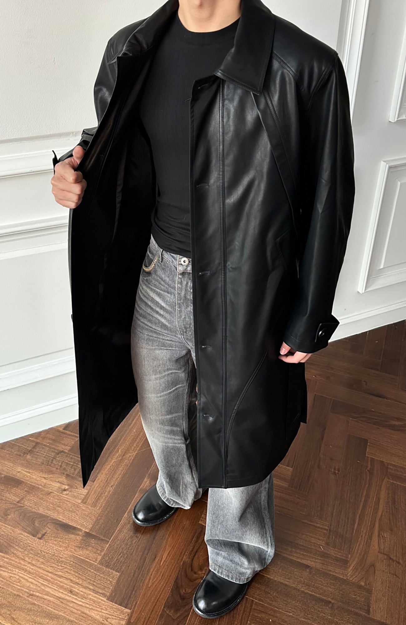 CATSSTAC Nightwalker PU Trench Coat-Jacket-M-Free Shipping Leatheretro