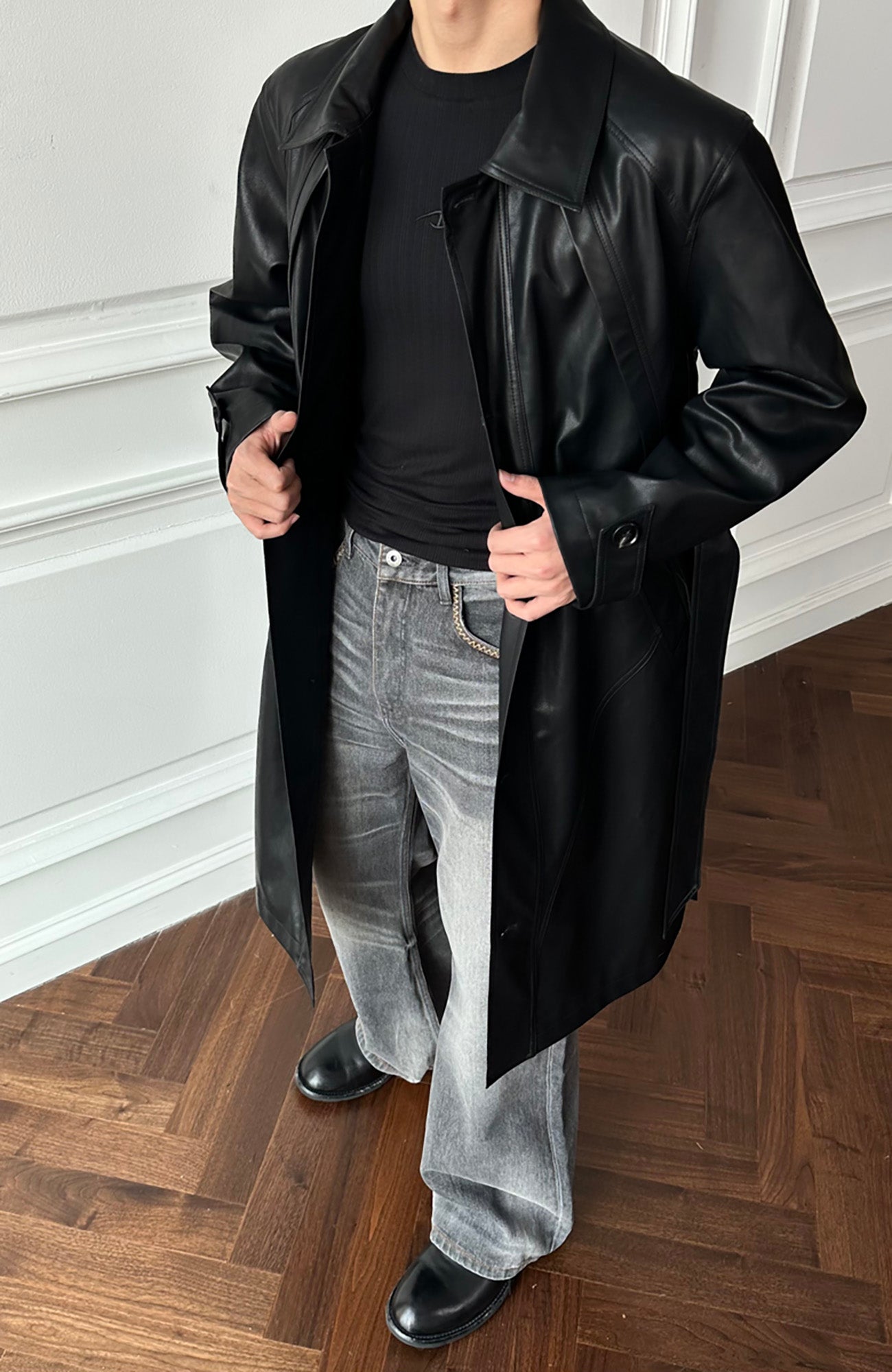 CATSSTAC Nightwalker PU Trench Coat-Jacket-M-Free Shipping Leatheretro