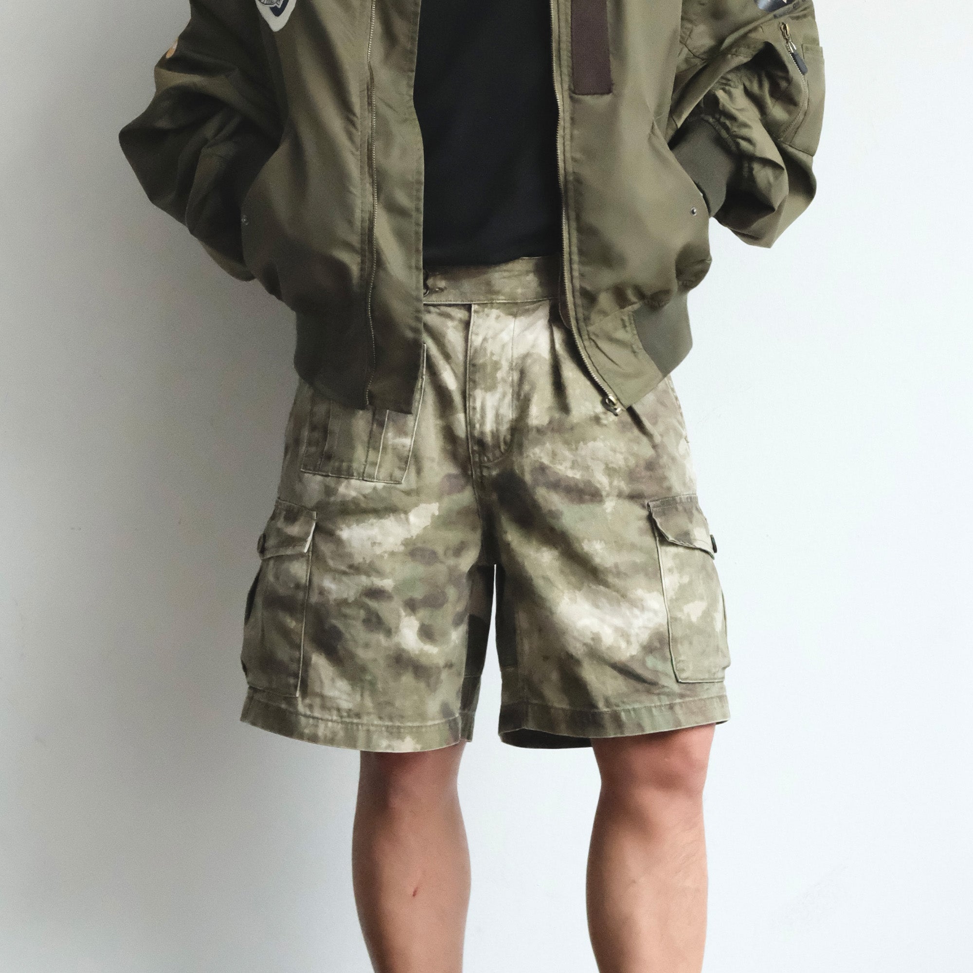 NEIGBORL Retro Washed Camo Cargo Shorts-Shorts-S-Free Shipping Leatheretro