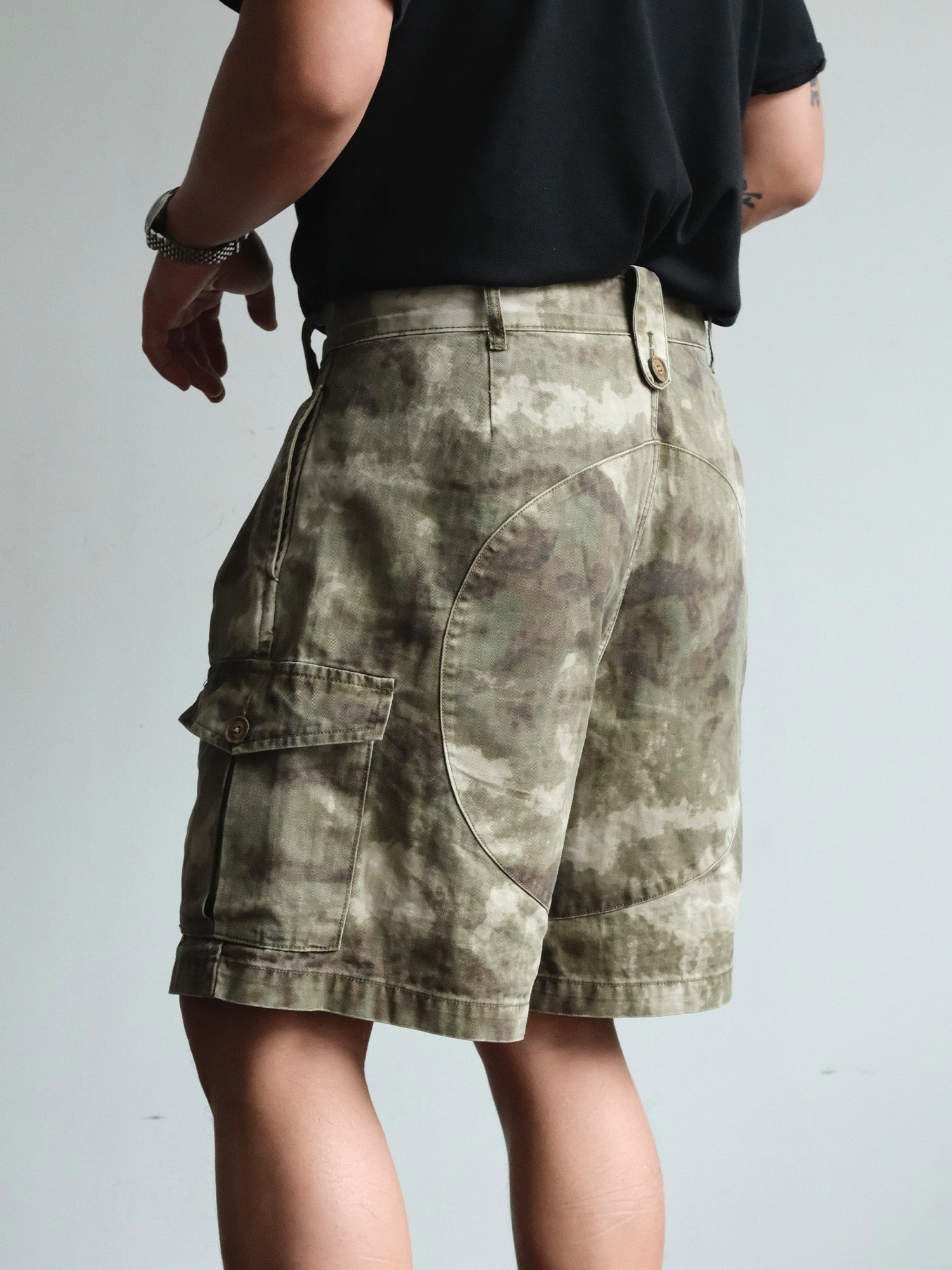NEIGBORL Retro Washed Camo Cargo Shorts-Shorts-S-Free Shipping Leatheretro
