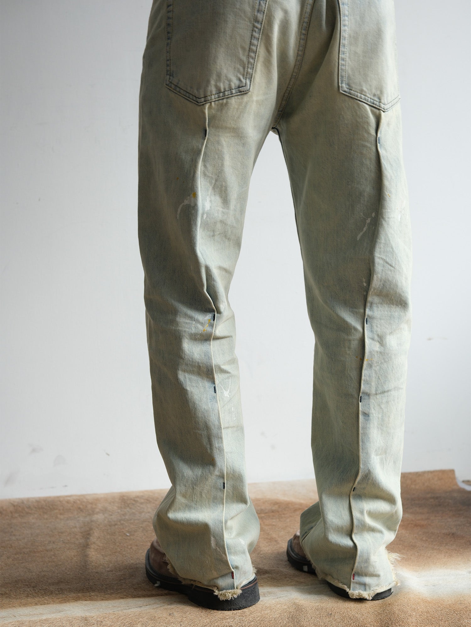 NEIGBORL Washed Paint-Splatter Straight-Leg Jeans-Jeans-S-Free Shipping Leatheretro