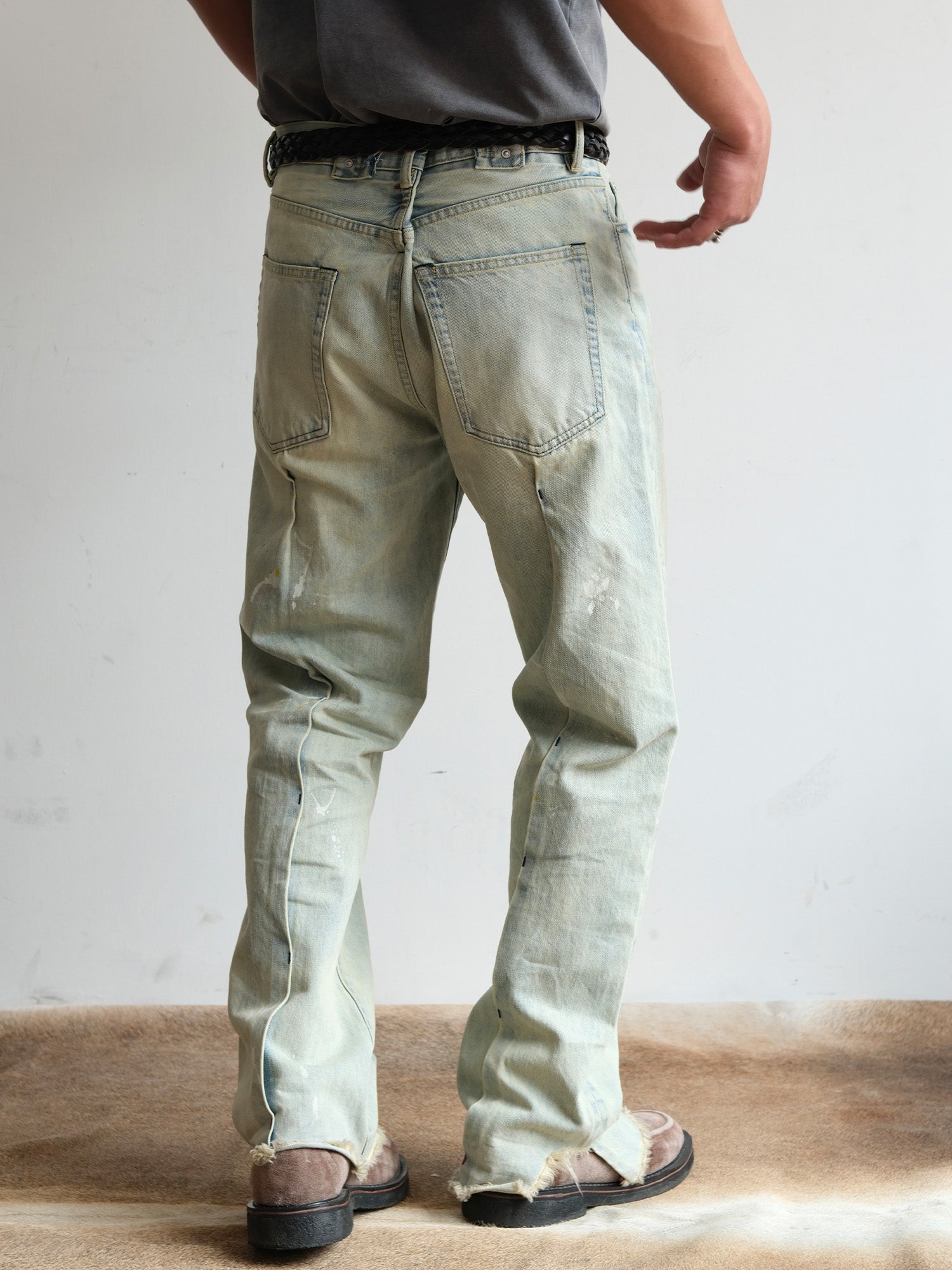 NEIGBORL Washed Paint-Splatter Straight-Leg Jeans-Jeans-S-Free Shipping Leatheretro