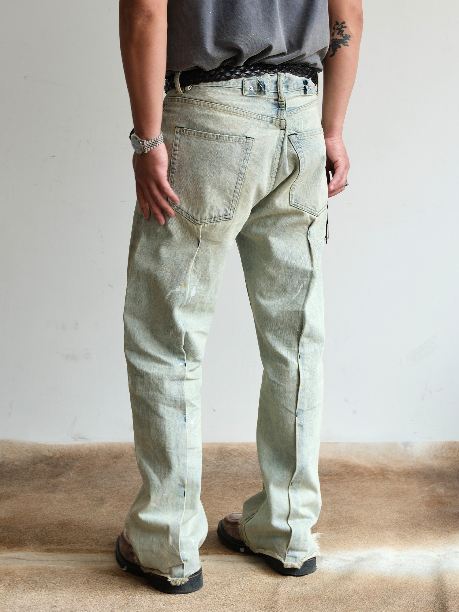 NEIGBORL Washed Paint-Splatter Straight-Leg Jeans-Jeans-S-Free Shipping Leatheretro
