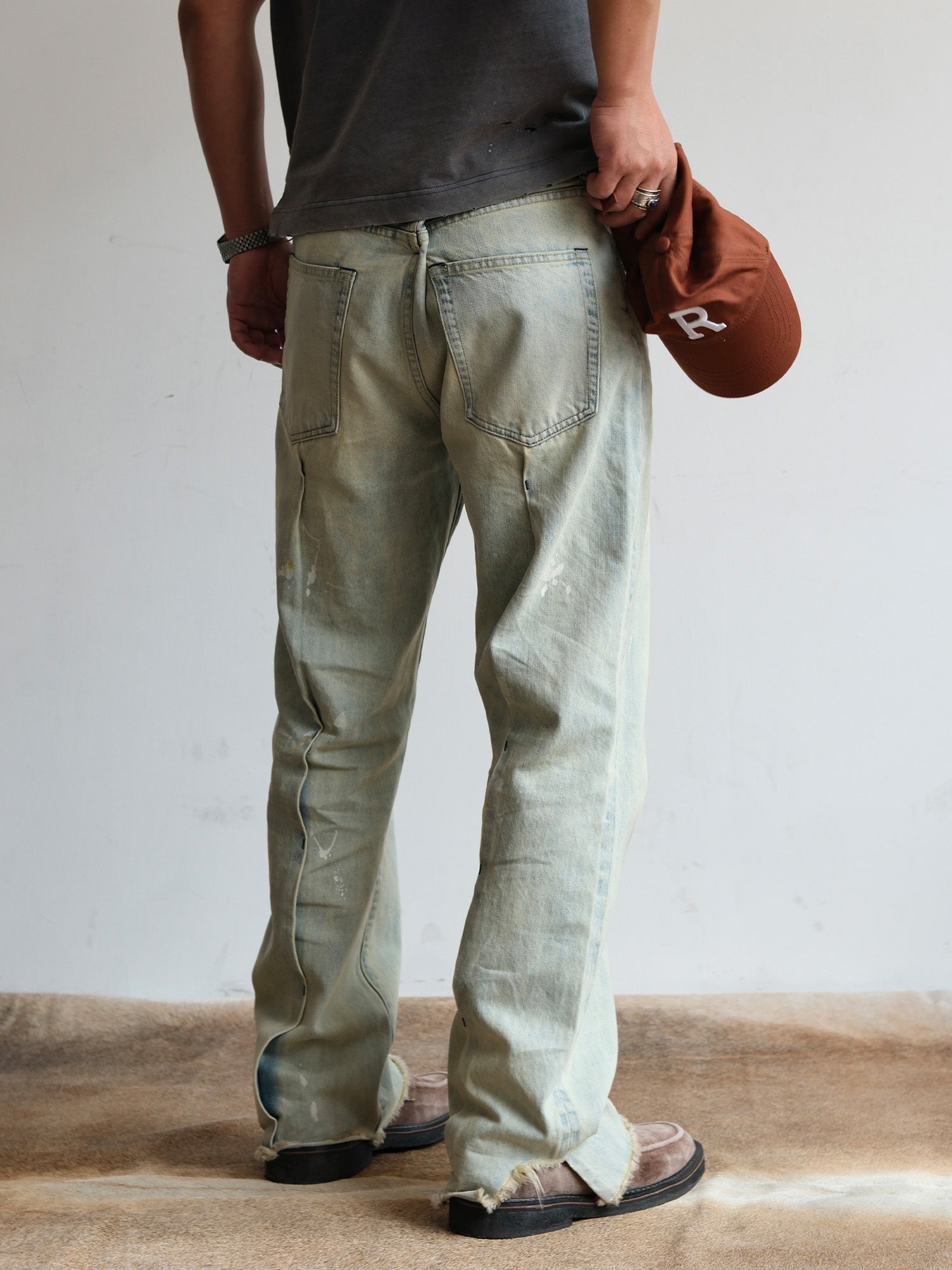 NEIGBORL Washed Paint-Splatter Straight-Leg Jeans-Jeans-S-Free Shipping Leatheretro