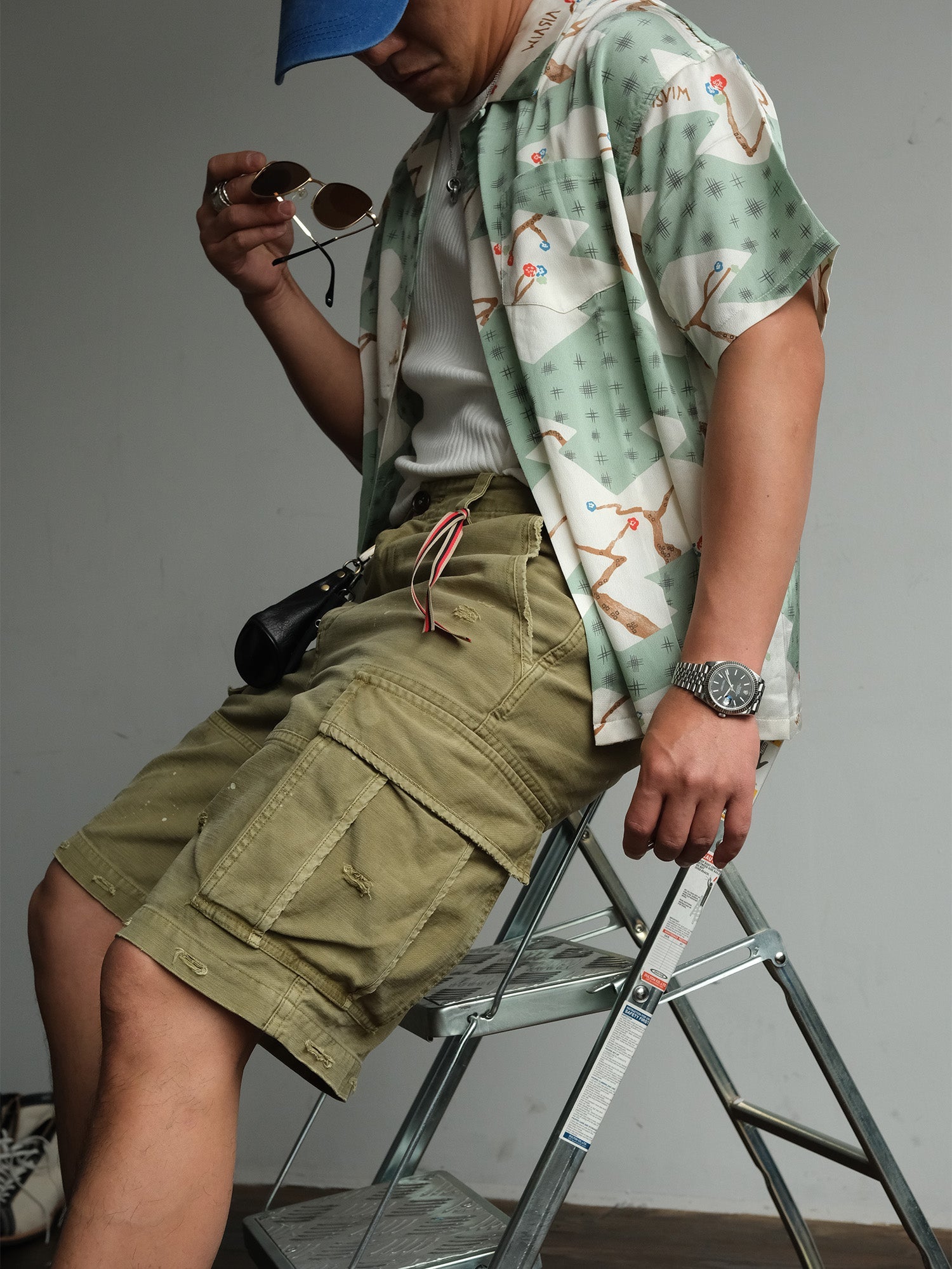 NEIGBORL Distressed Multi-Pocket Washed Cargo Shorts-Shorts-S-Gray-Free Shipping Leatheretro