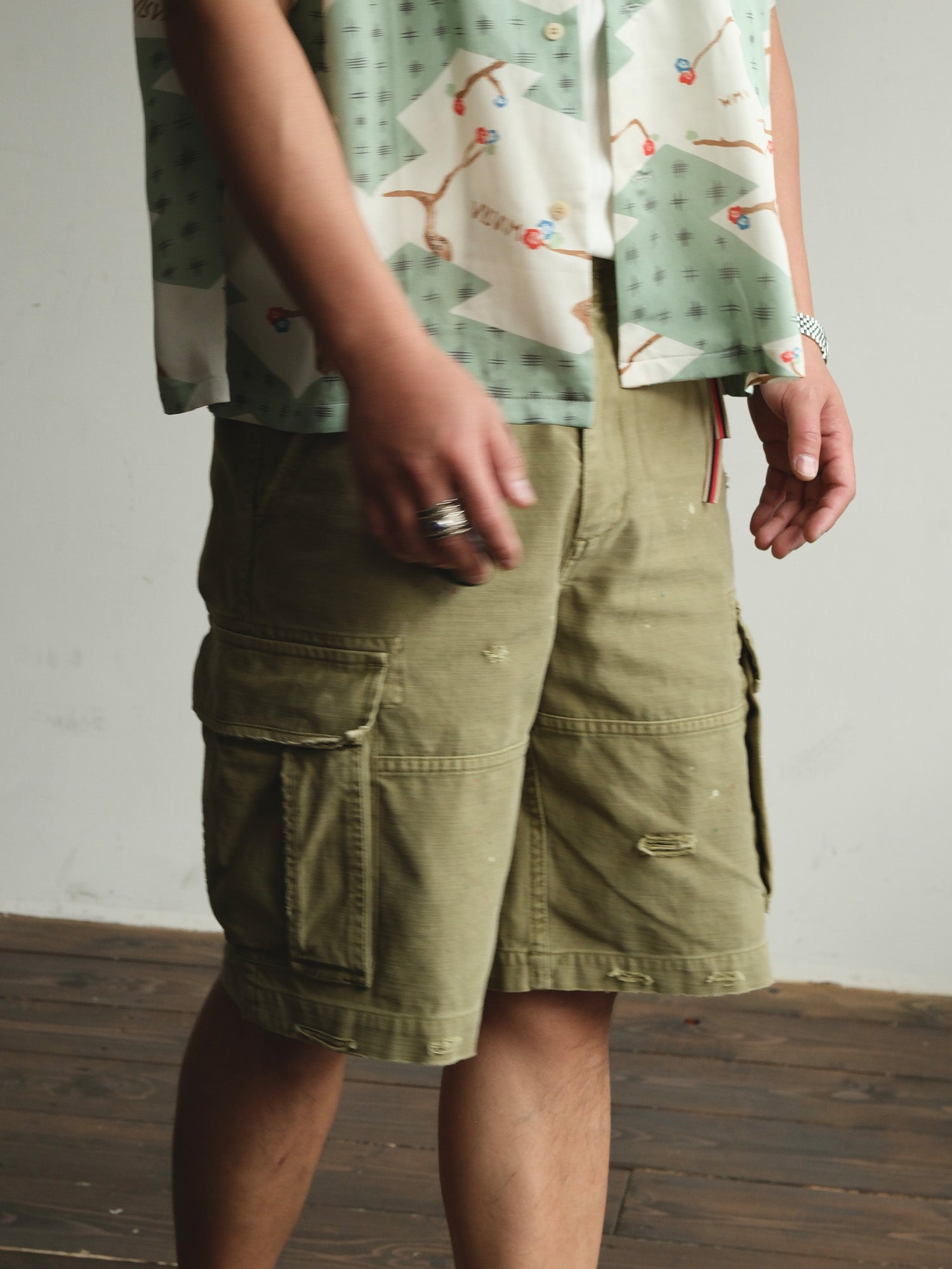 NEIGBORL Distressed Multi-Pocket Washed Cargo Shorts-Shorts-S-Gray-Free Shipping Leatheretro