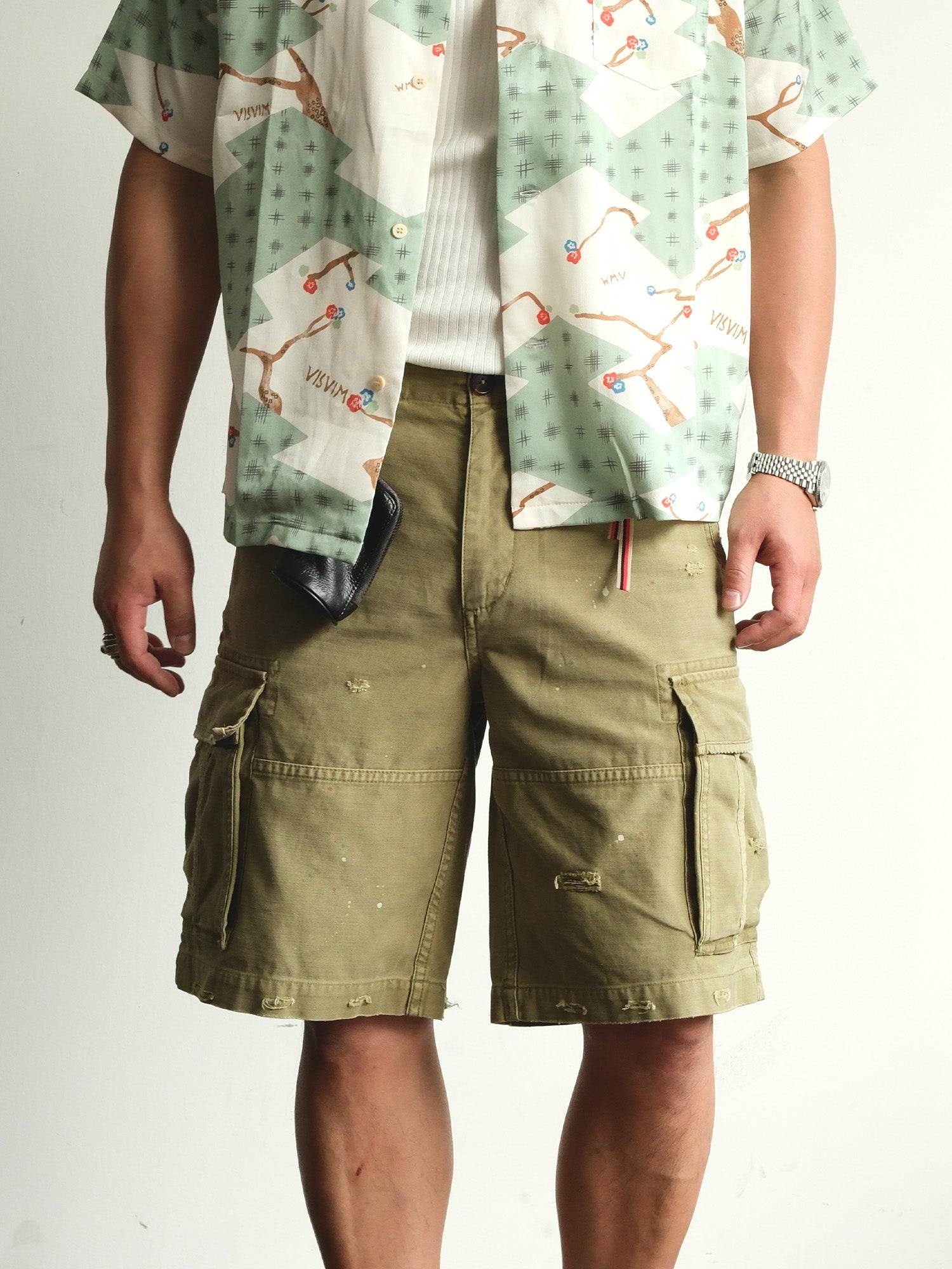 NEIGBORL Distressed Multi-Pocket Washed Cargo Shorts-Shorts-S-Gray-Free Shipping Leatheretro