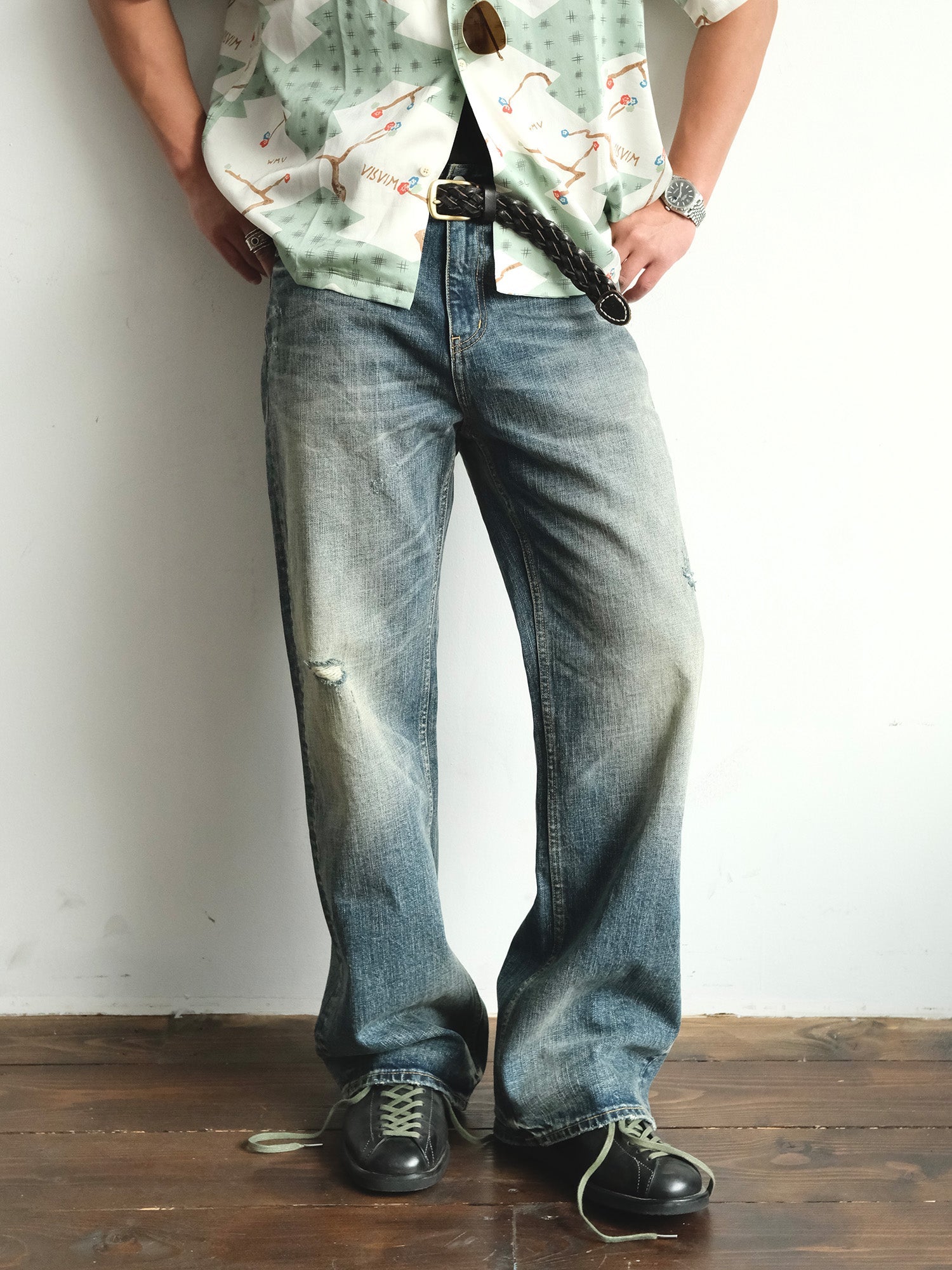 NEIGBORL Washed Distressed Flared Jeans-Jeans-S-Free Shipping Leatheretro