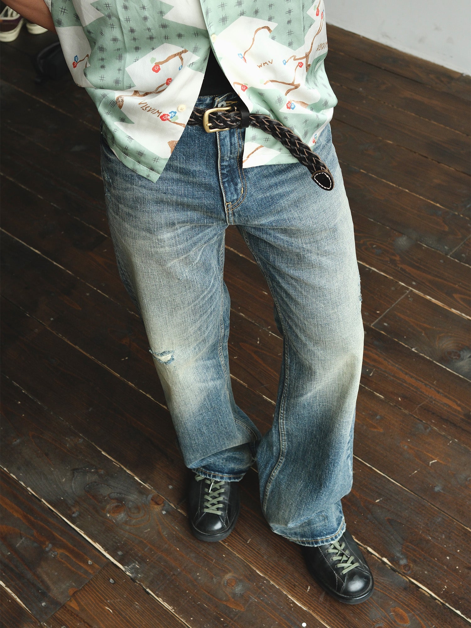 NEIGBORL Washed Distressed Flared Jeans-Jeans-S-Free Shipping Leatheretro