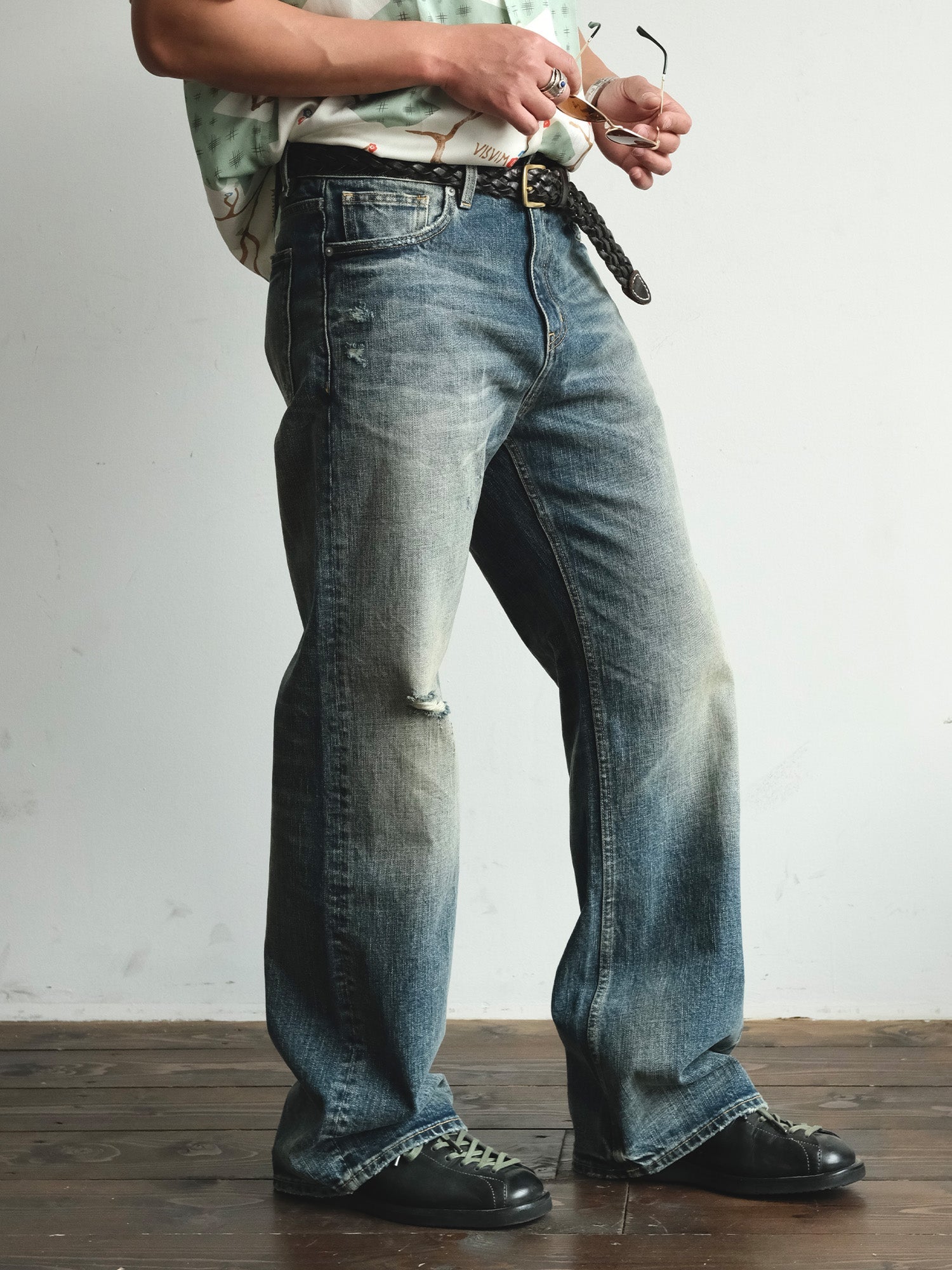 NEIGBORL Washed Distressed Flared Jeans-Jeans-S-Free Shipping Leatheretro