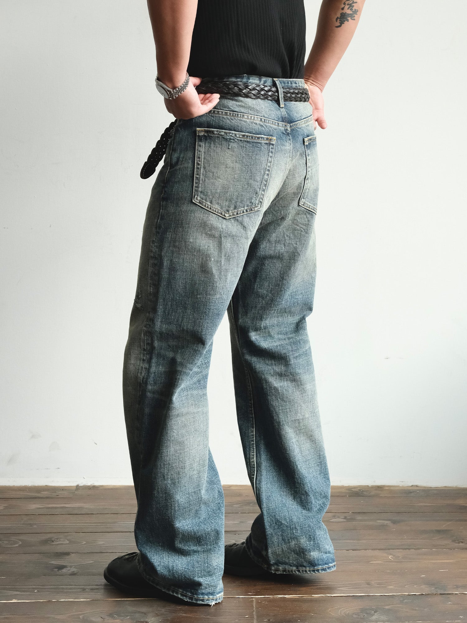NEIGBORL Washed Distressed Flared Jeans-Jeans-S-Free Shipping Leatheretro