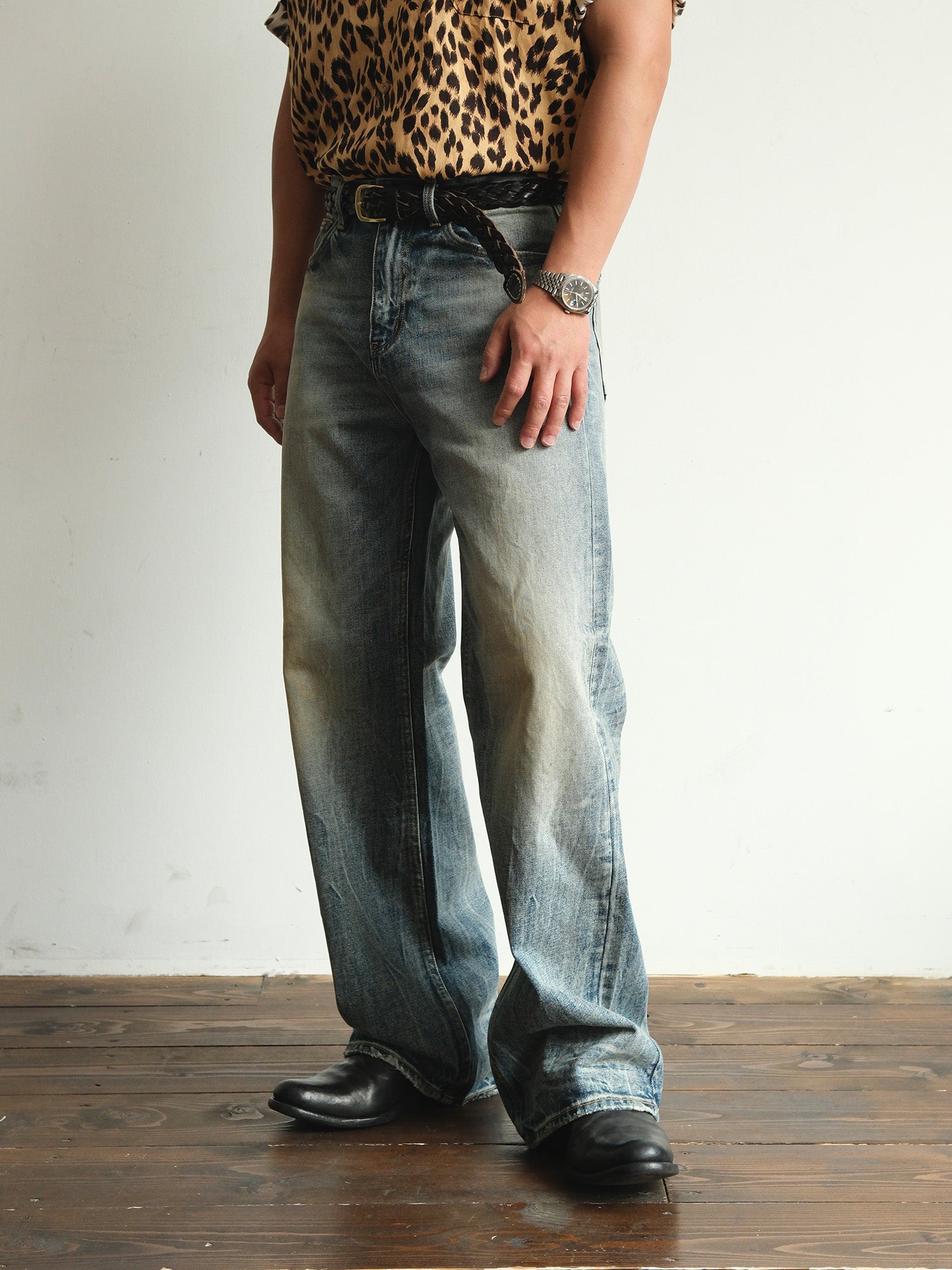 NEIGBORL Whiskering Washed Straight-Leg Jeans-Jeans-S-Free Shipping Leatheretro