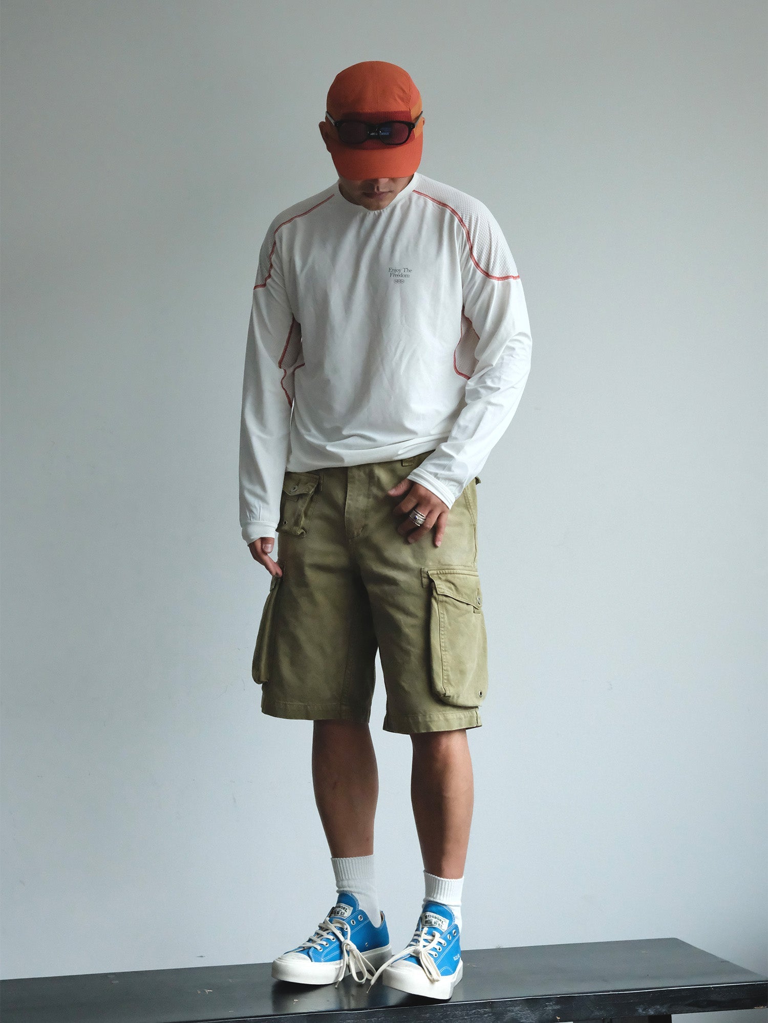 NEIGBORL Washed Sulfur-Dyed Multi-Pocket Cargo Shorts-Shorts-S-Green-Free Shipping Leatheretro