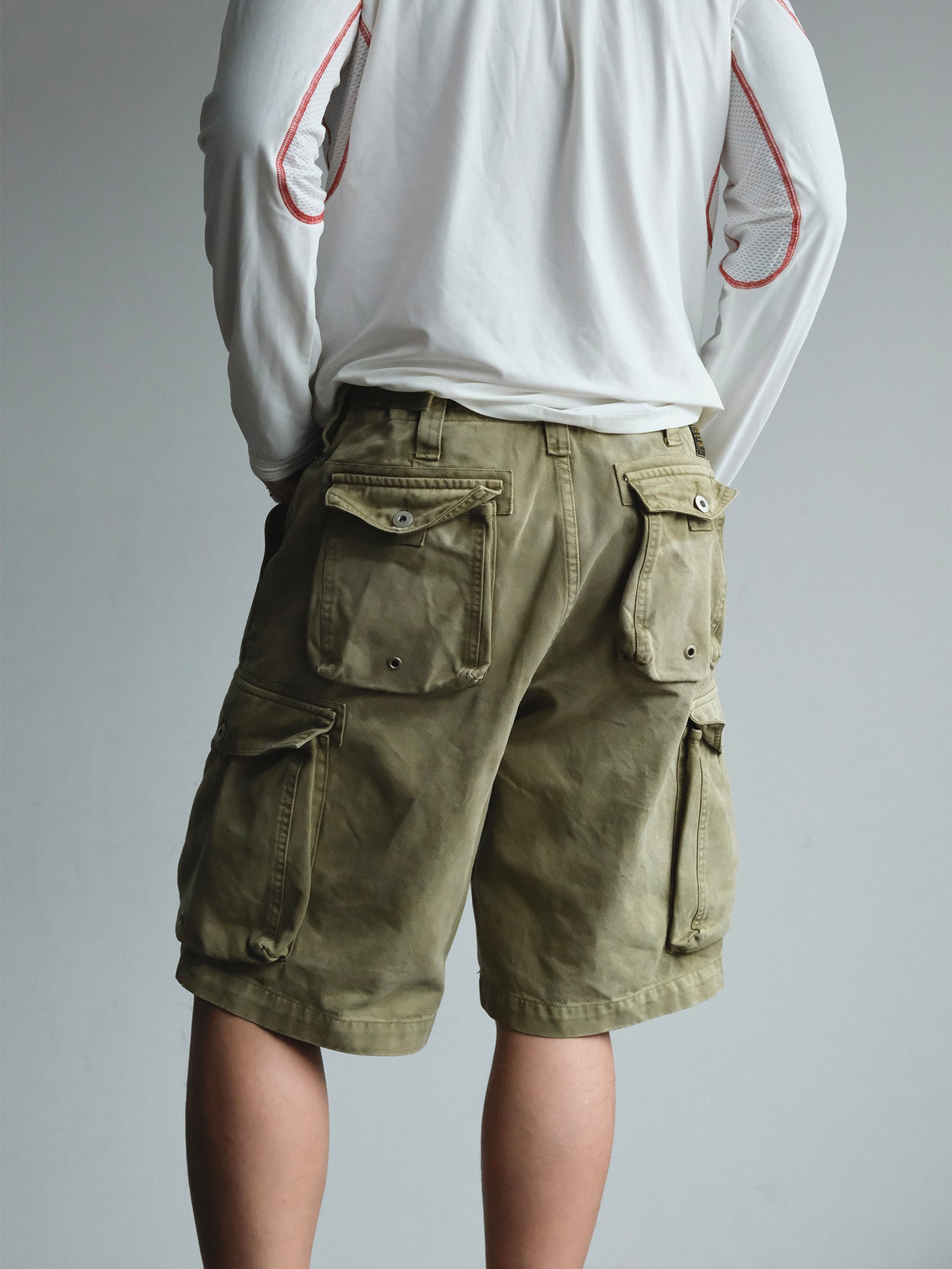 NEIGBORL Washed Sulfur-Dyed Multi-Pocket Cargo Shorts-Shorts-S-Green-Free Shipping Leatheretro