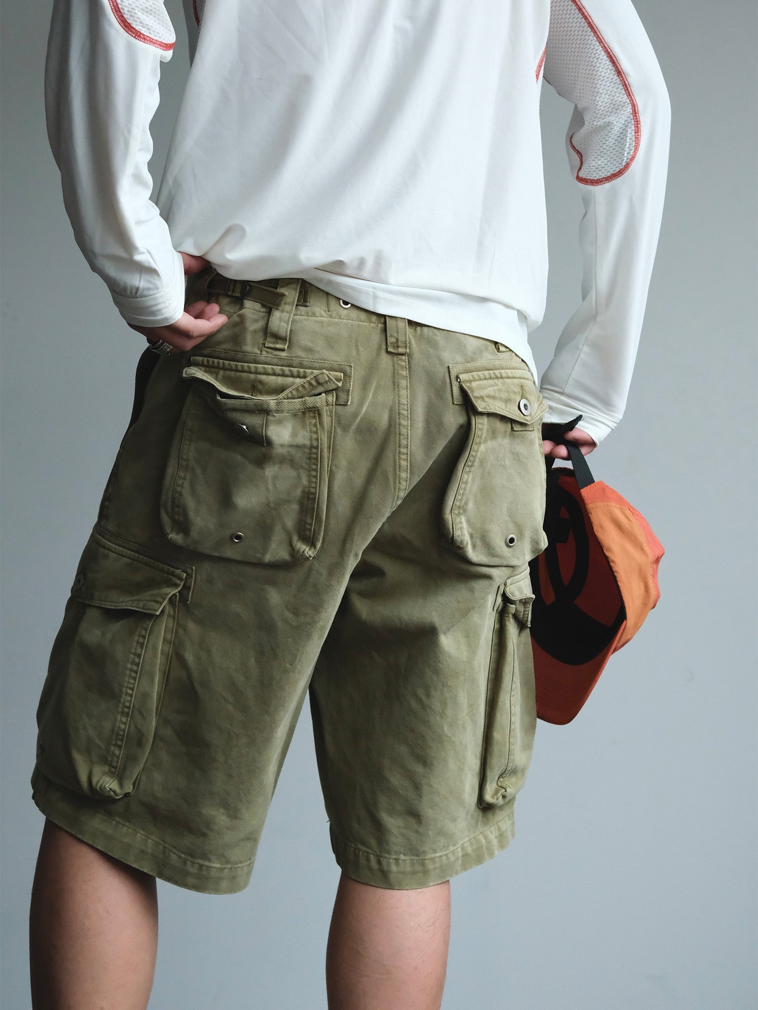 NEIGBORL Washed Sulfur-Dyed Multi-Pocket Cargo Shorts-Shorts-S-Green-Free Shipping Leatheretro